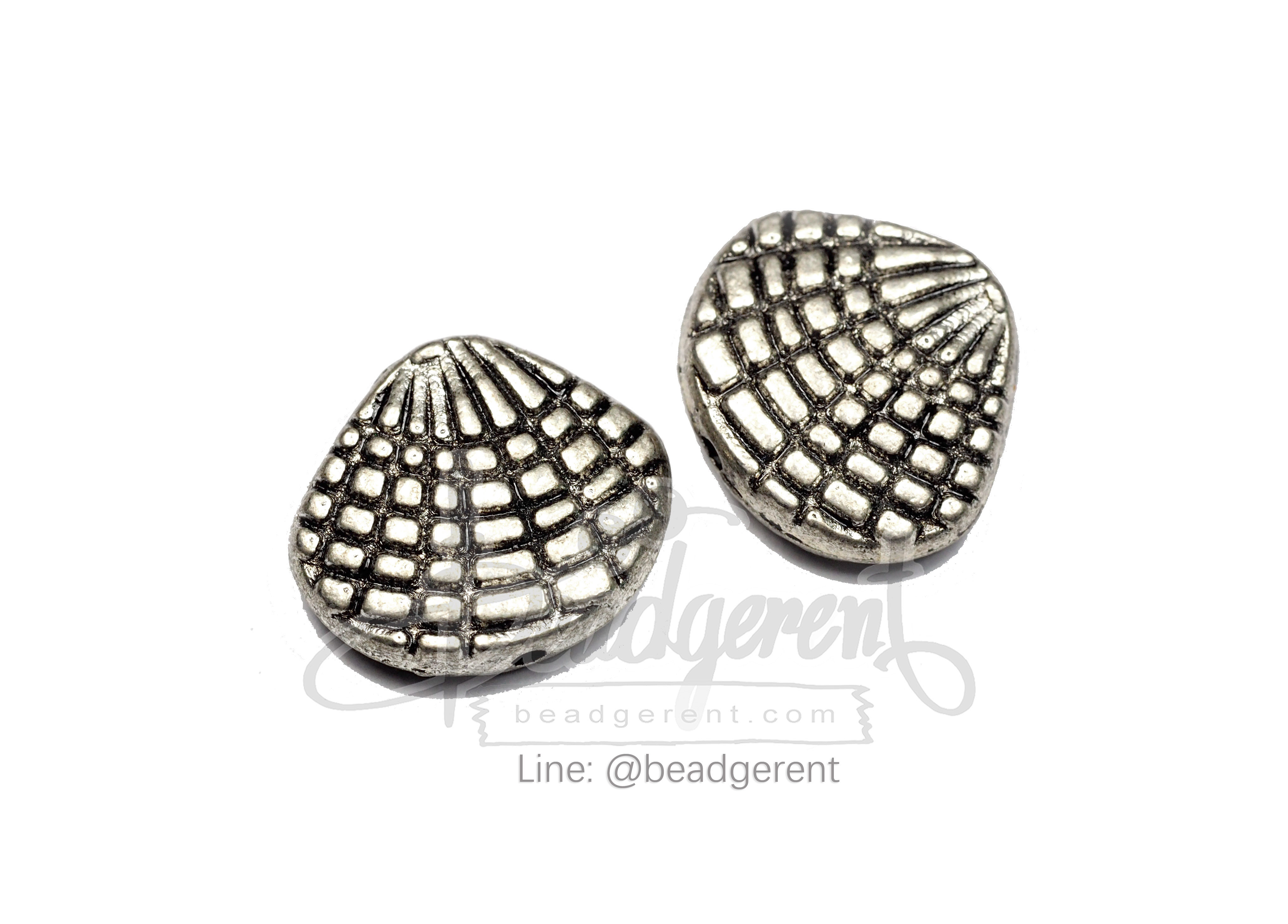 ลูกปัดโรเดียม 108 14มม. ลายหอย (1 ชิ้น) SKU-03581