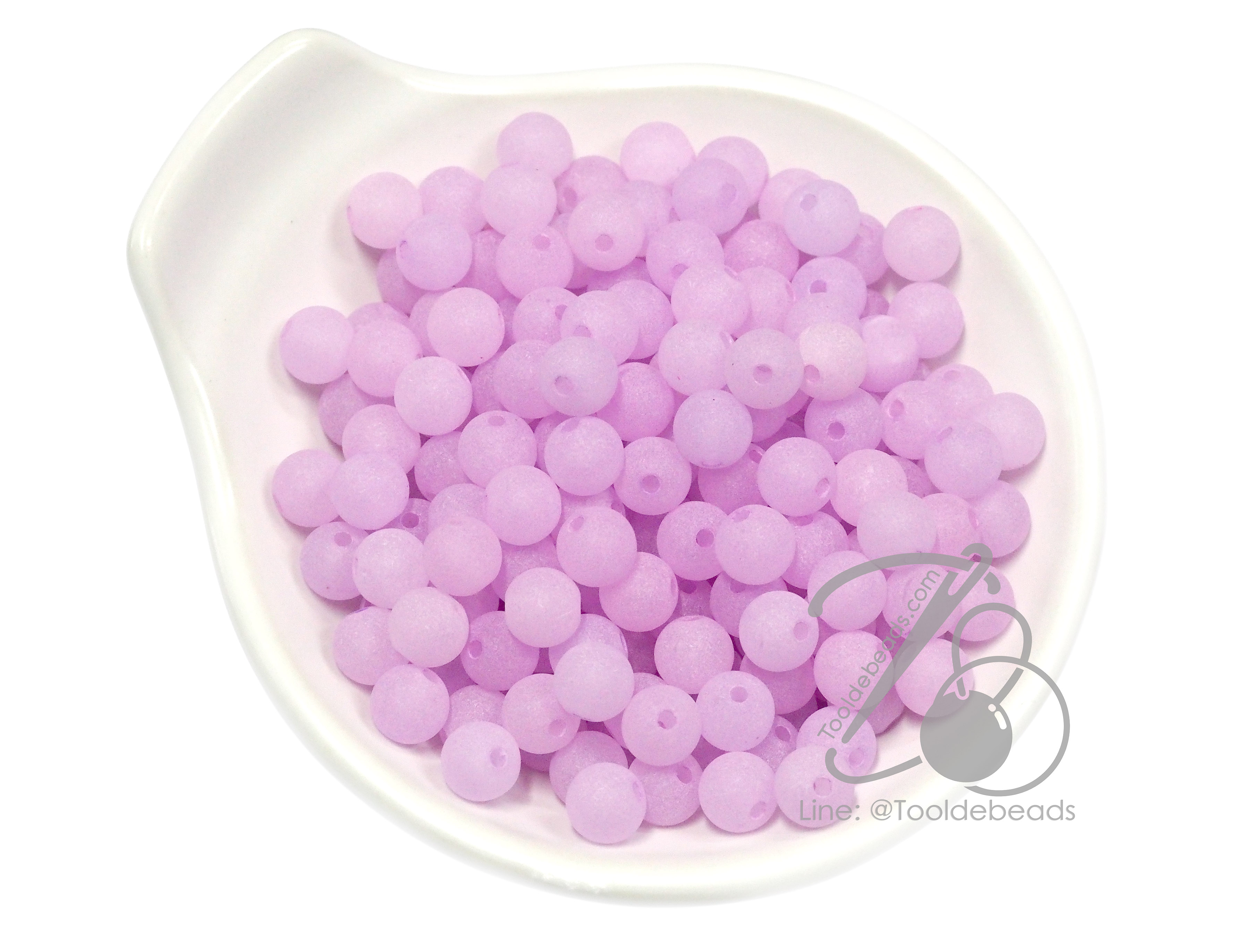 ลูกปัดเนื้อทราย 8มม. ทรงกลม สีม่วง (15 กรัม) SKU-15179