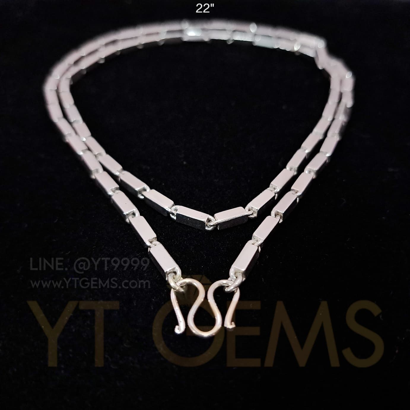 สร้อยคอ เงินแท้ ลายปล้อง เหลี่ยม (ตัน) 3 มม. 22 นิ้ว YTG-11907 YTGEMS whole