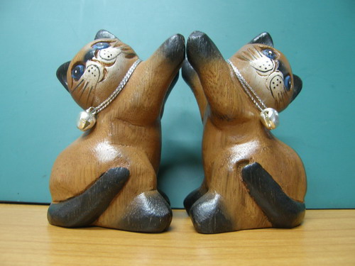 แมวไม้สัก ขนาด 3.75 นิ้ว (แพ็คคู่)