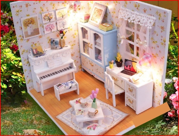 บ้านตุ๊กตาประกอบเองพร้อมส่ง สามารถเปิด-ปิดไฟได้