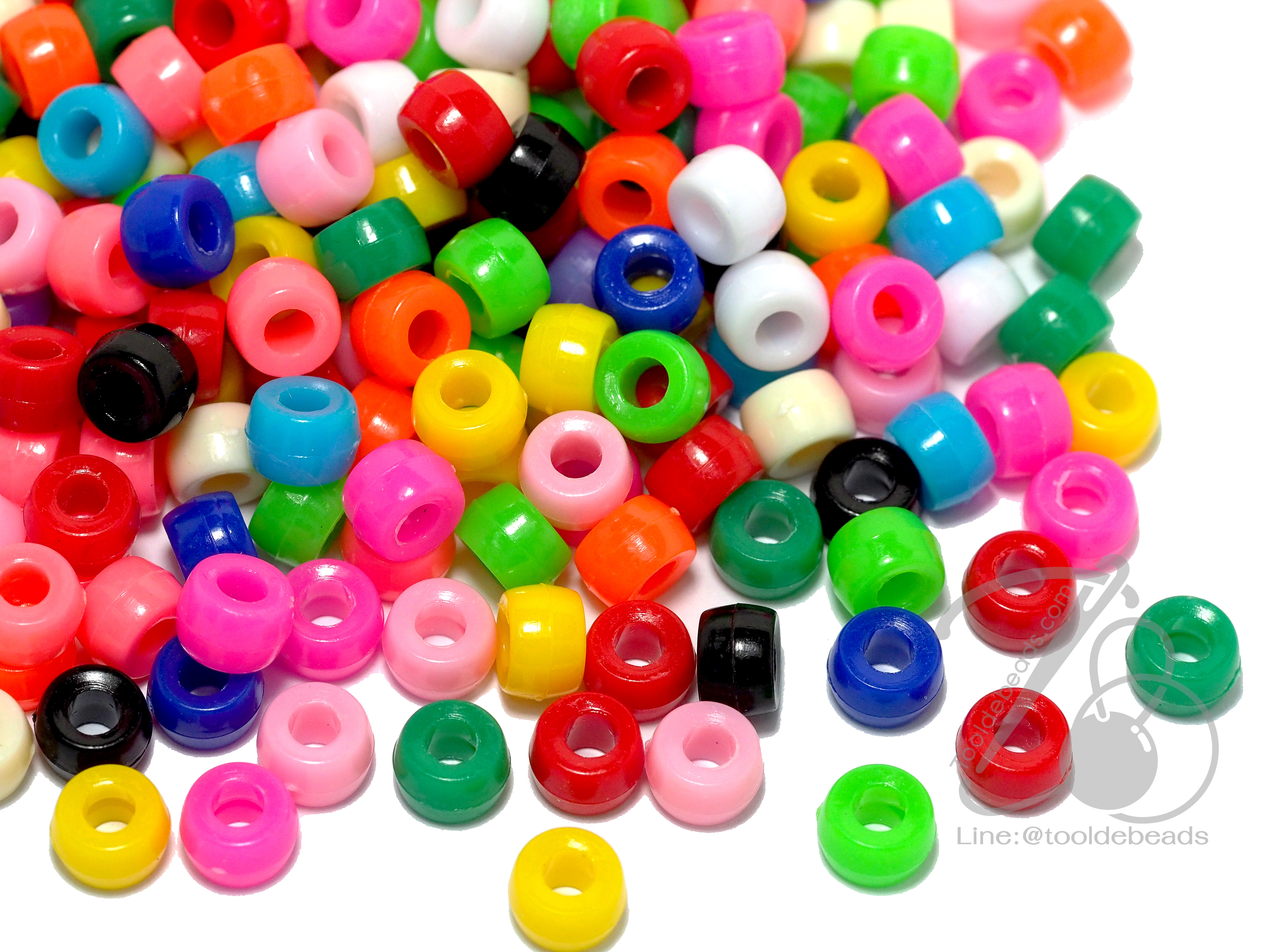 ลูกปัดกิโล ตราเสือ กระดูกงู 6มม. สีสด (80 กรัม) SKU-10749