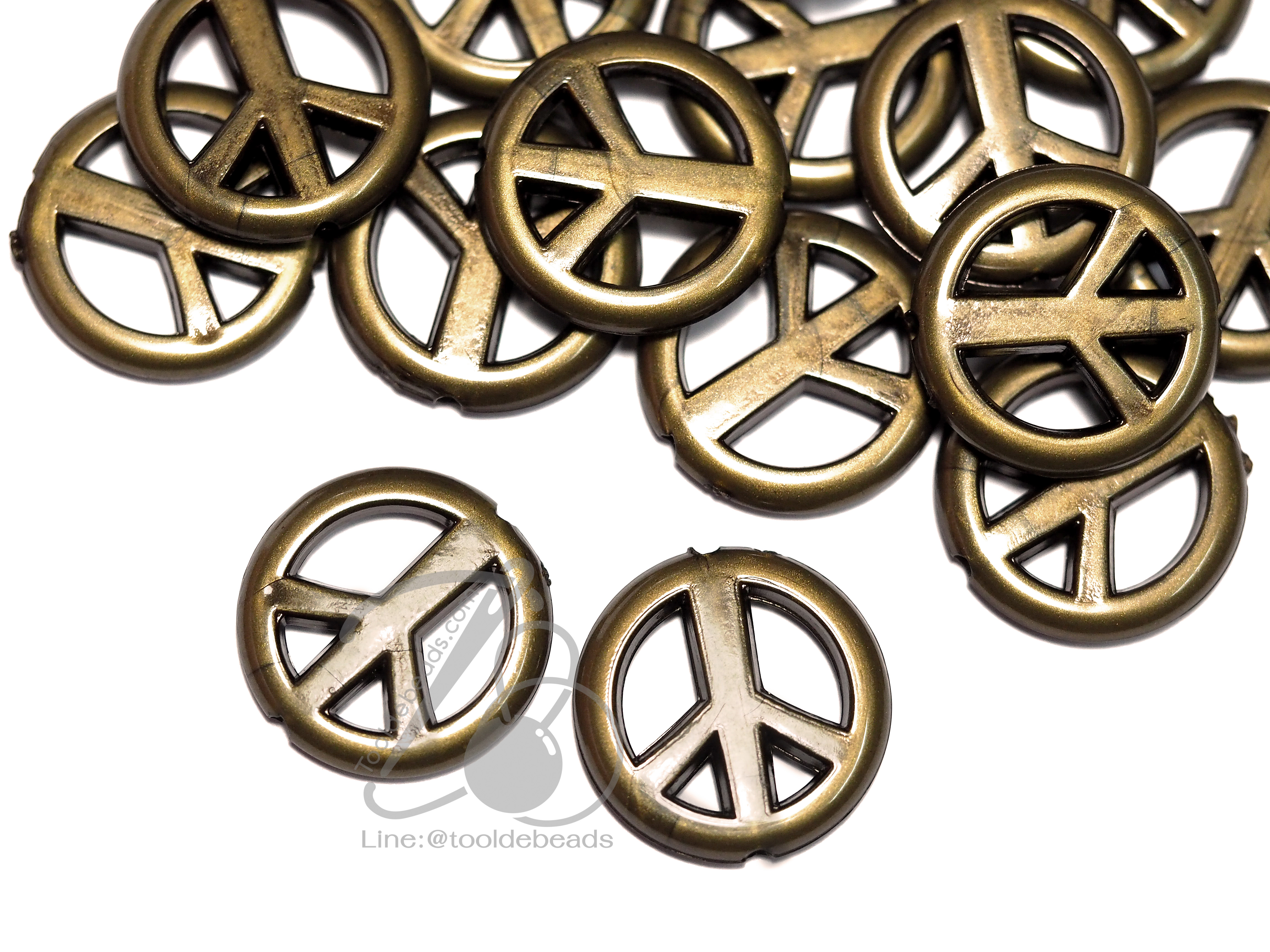 ลูกปัดอะคริลิค 20มม. ลายpeace สีสนิม (500 กรัม) SKU-03132