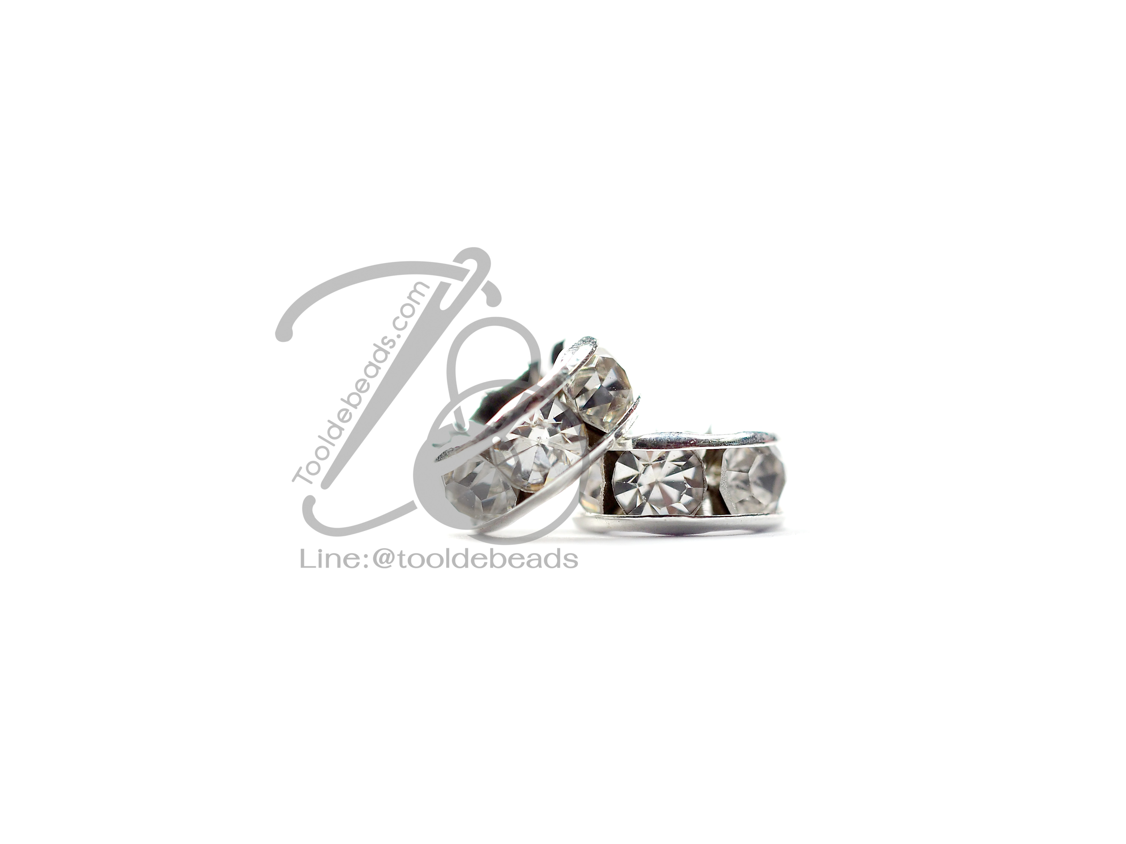 ข้อเพชร 8มม. เกรดดี สีเงิน (20 ชิ้น) SKU-01390