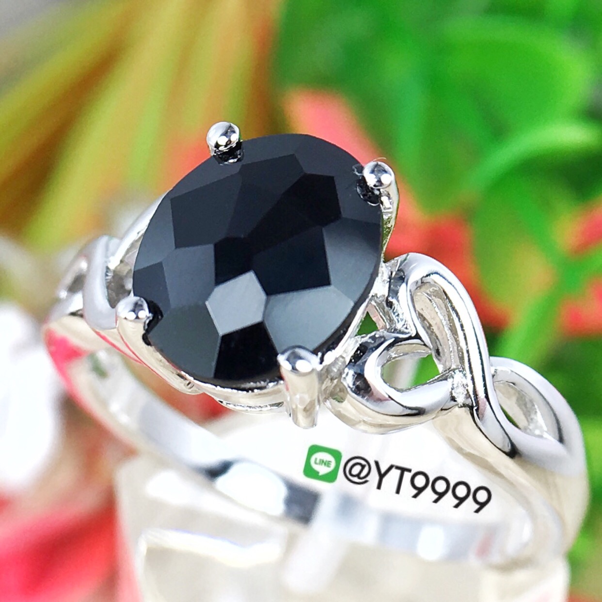 แหวนนิล แหวนเงินแท้ 92.5% ชุบทองคำขาว ประดับพลอยนิลแท้ YTG-8362 YTGEMS