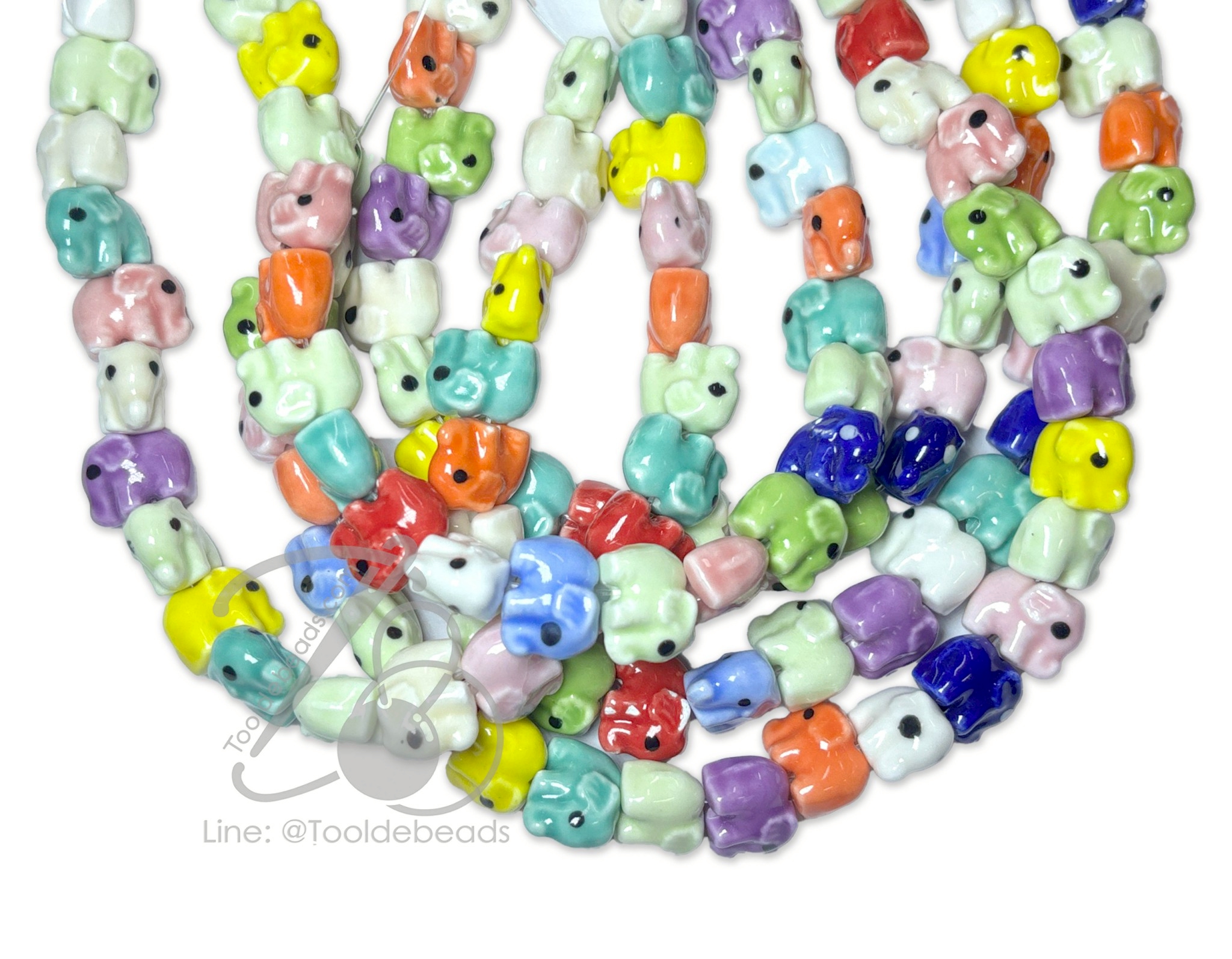 ลูกปัดเซรามิก 14*11มม. ลายข้าง คละสี (30 ชิ้น) SKU-18508
