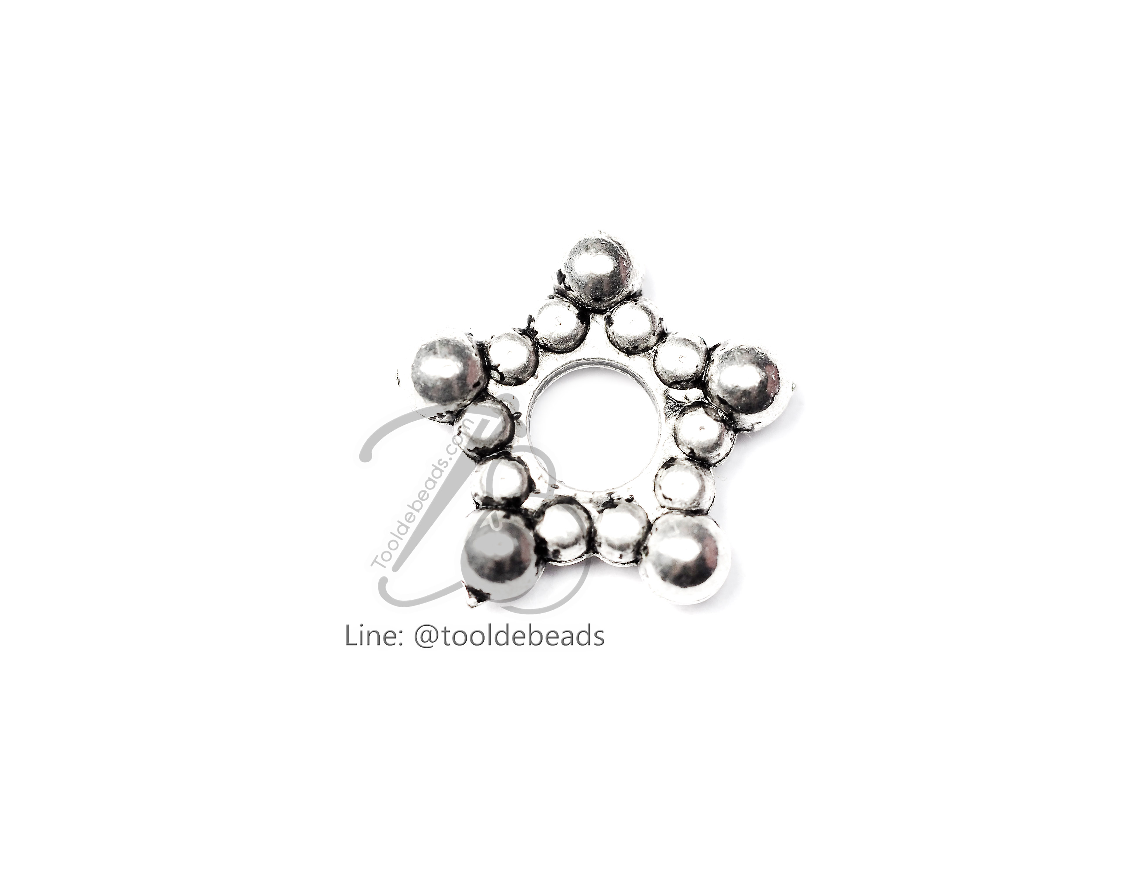 ลูกปัดโรเดียม 07 9มม. ลายดาว (1 ชิ้น) SKU-03274