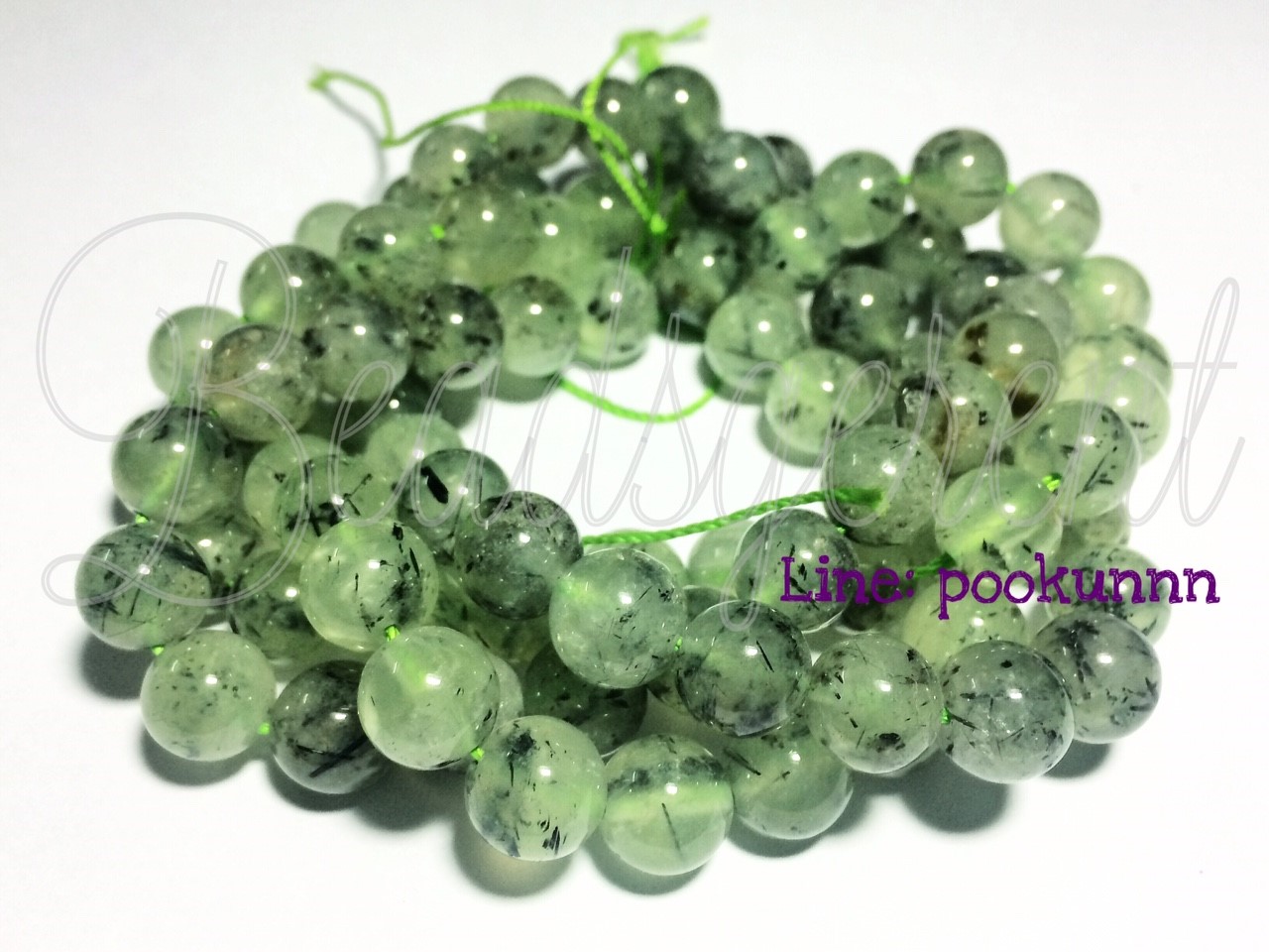 หิน ไหมเขียว 9มม. (40 เม็ด) SKU-01475