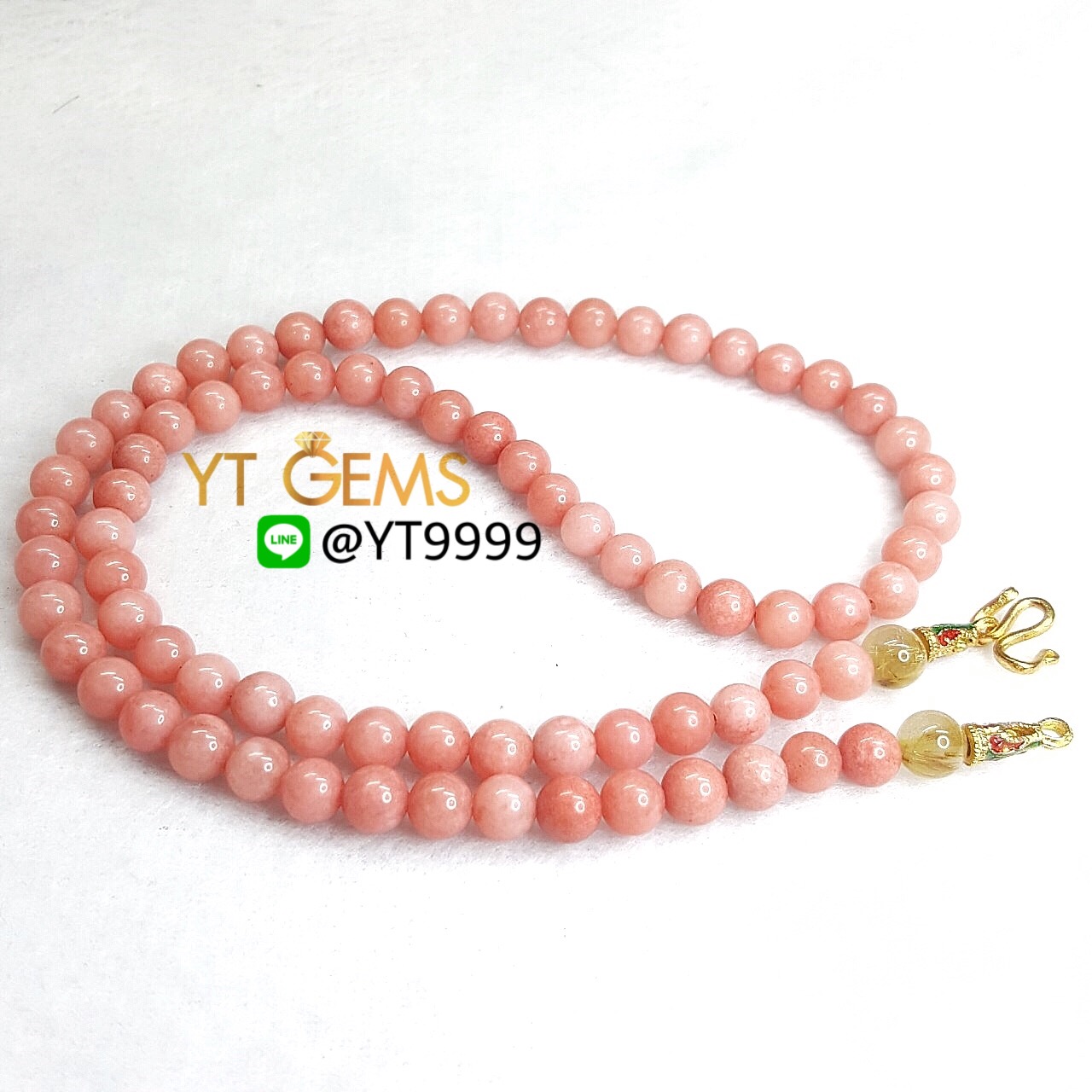 สร้อยคอหินมงคล โรโดไนท์แท้ ยาว 52 เซนติเมตร ขนาด 6 มิลลิเมตร YTG-7187 YTGEMS