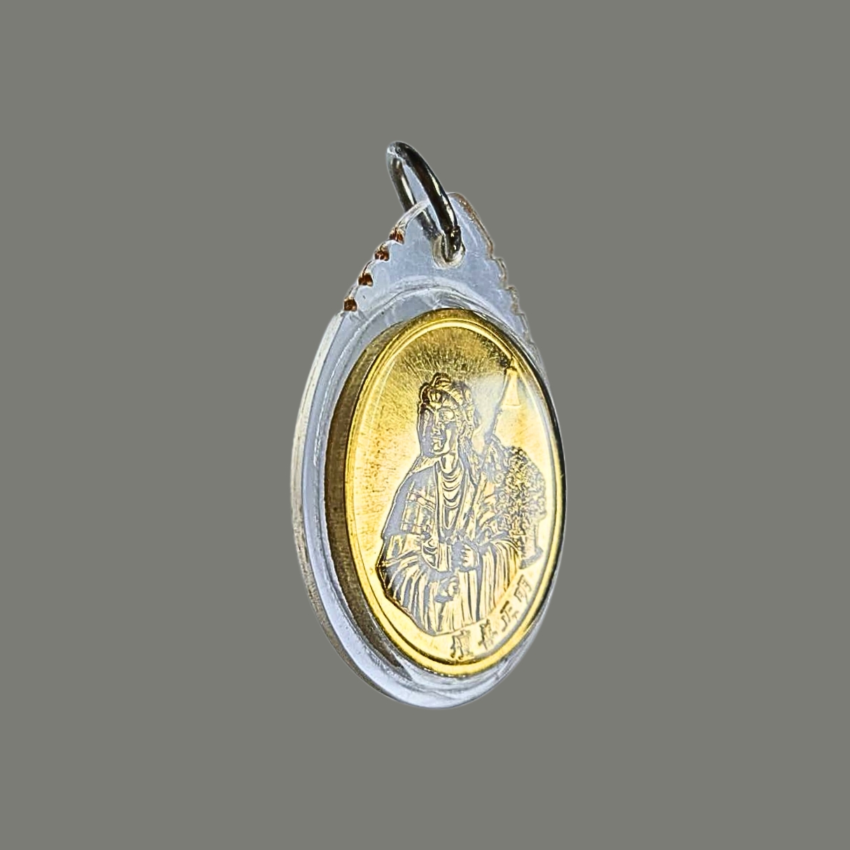 เหรียญหน่าไฉ่ฮั้วโจวซืองานมหาเก็บศพไร้ญาติครั้งที่6 มูลนิธิสว่างเที่ยงธรรมสถานอรัญประเทศ(เม่งเจี่ยเซี่ยงตั๊ว)ปีพ.ศ.2558เนื้อกะไหล่ทองขัดเงา