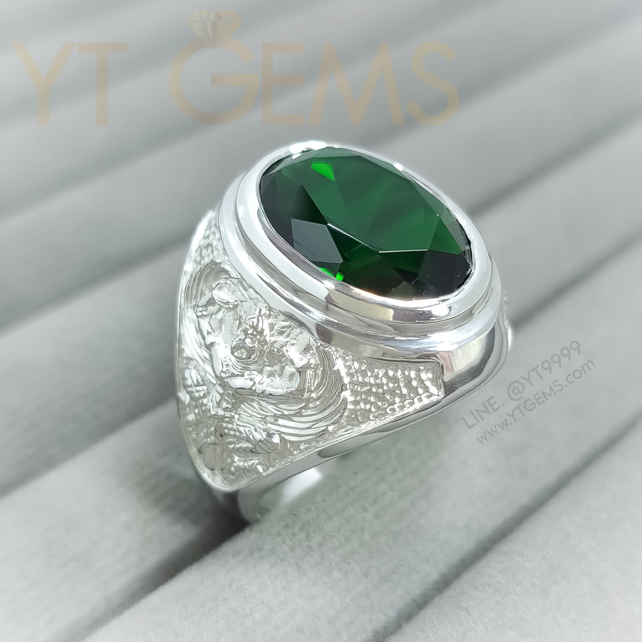 แหวนมรกต แหวน ครุฑ เงินแท้ พลอยมรกต (CZ) YTG-11398 YTGEMS whole