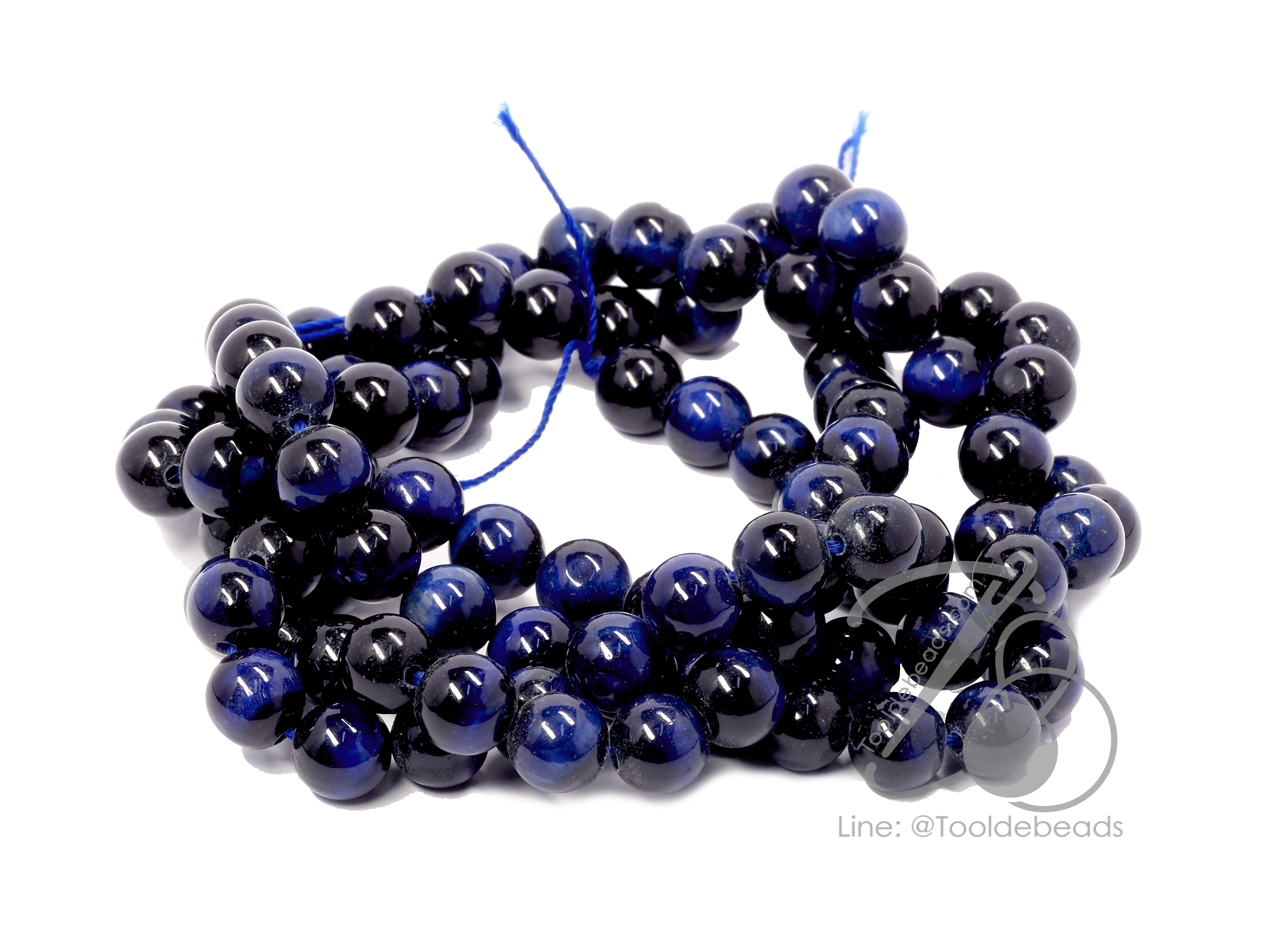 หิน Blue Tiger eye 8มม. (45 เม็ด) SKU-09946