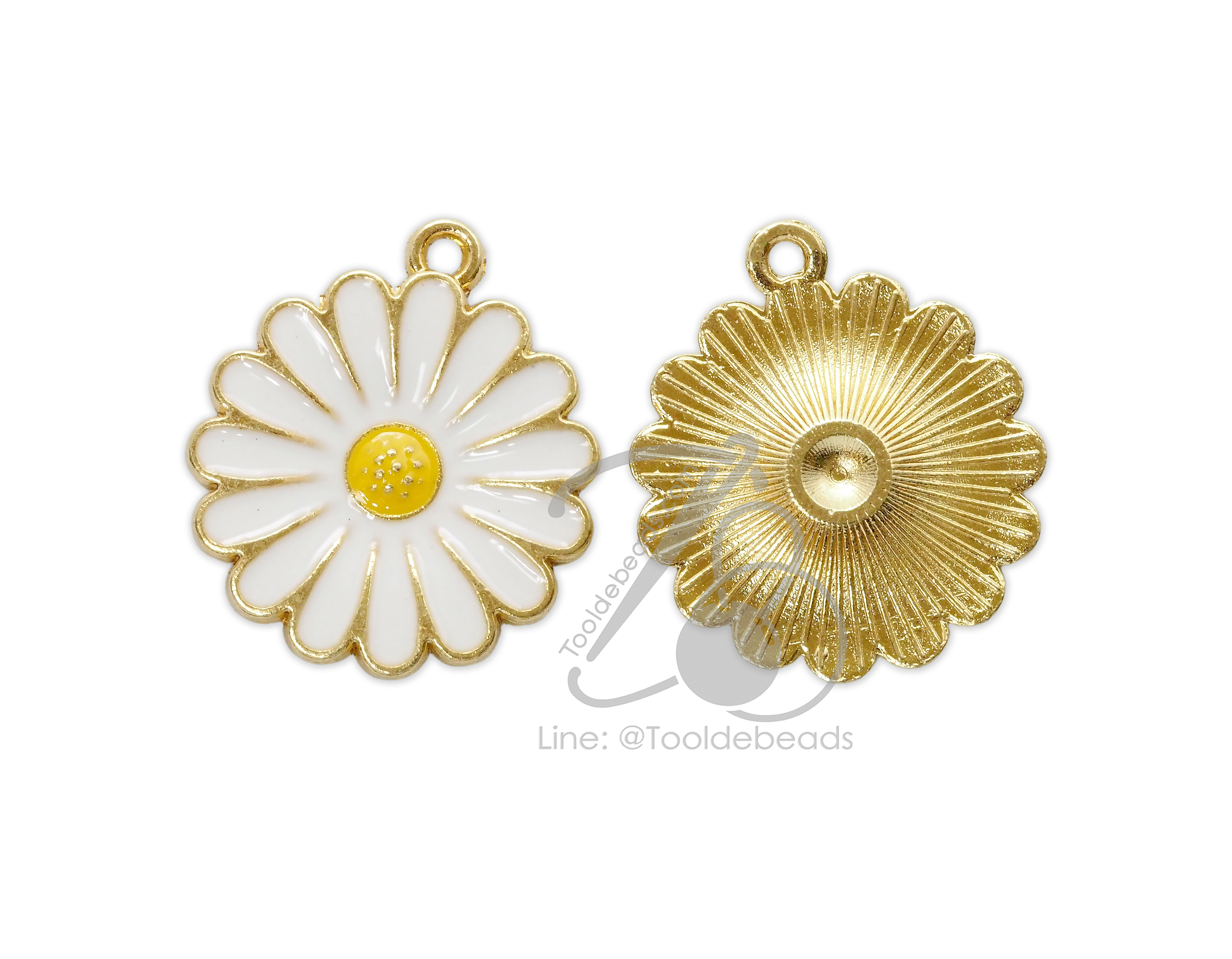จี้หลากสี 18มม. ลายดอกเดซี่ สีขาว (1 ชิ้น) SKU-17603