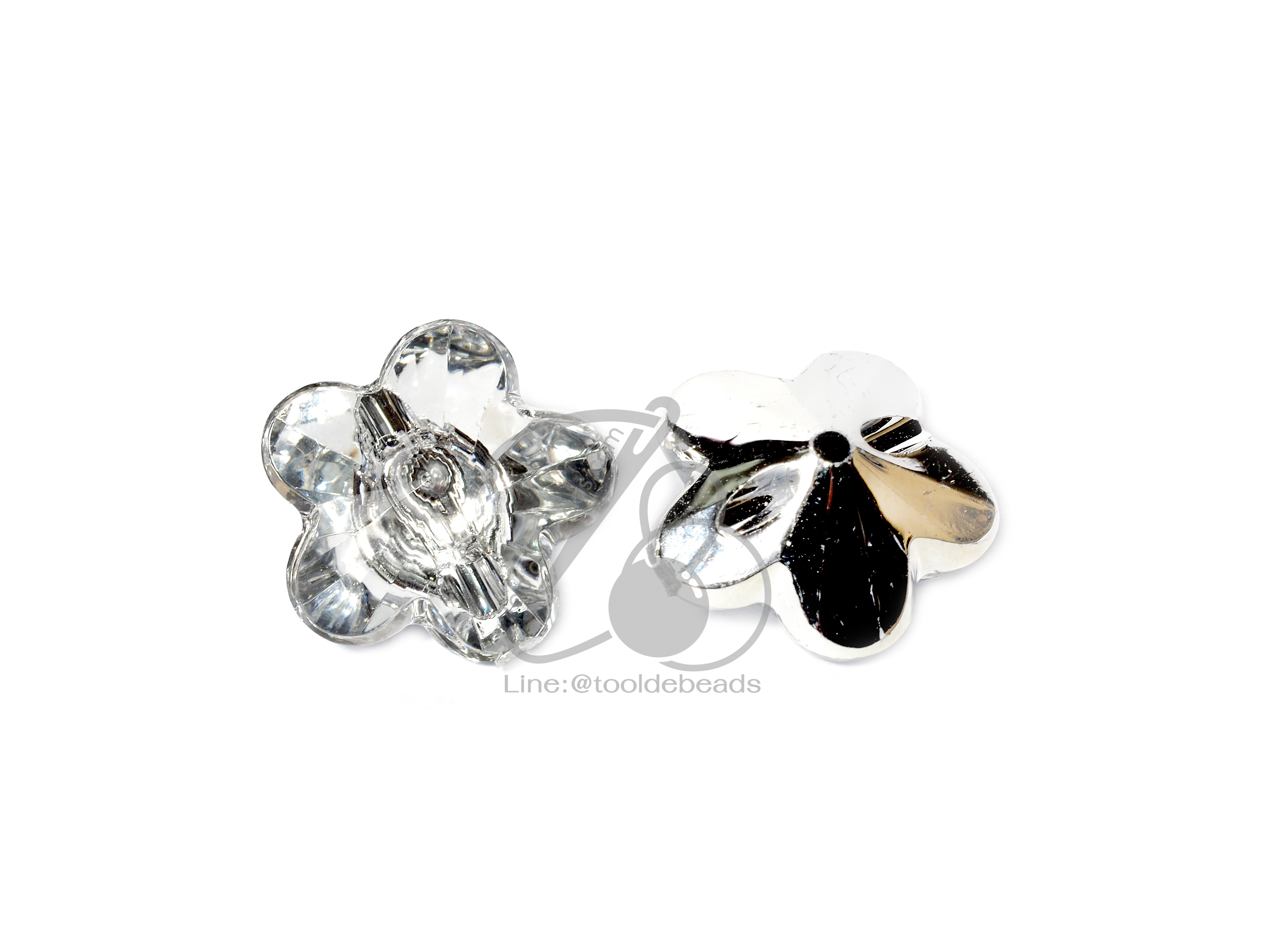 ลูกปัดเจียเพชร 12มม. ลายดอกไม้ร้อยข้าง สีขาว (1 ชิ้น) SKU-06224