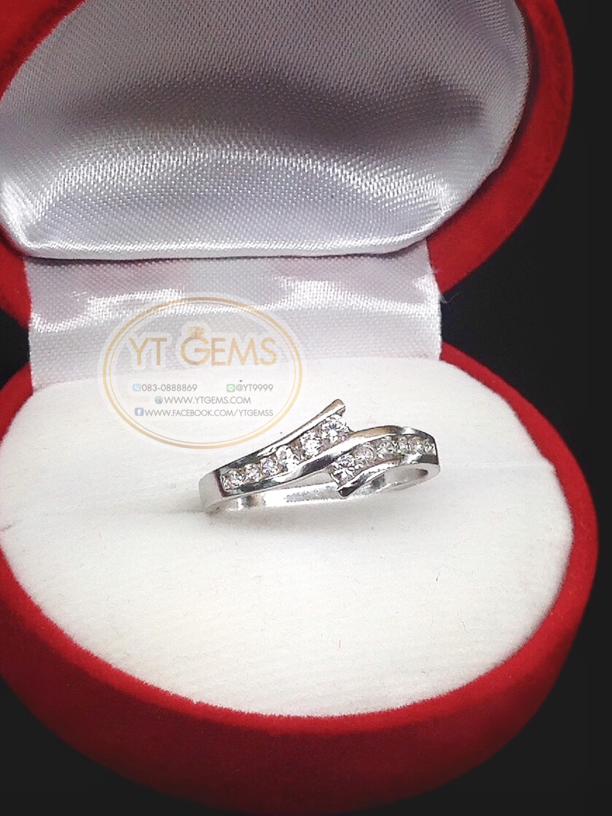 แหวนเพชร แหวนเงินแท้92.5% ชุบทองคำขาว เพชรSwiss YTG-6403 YTGEMS