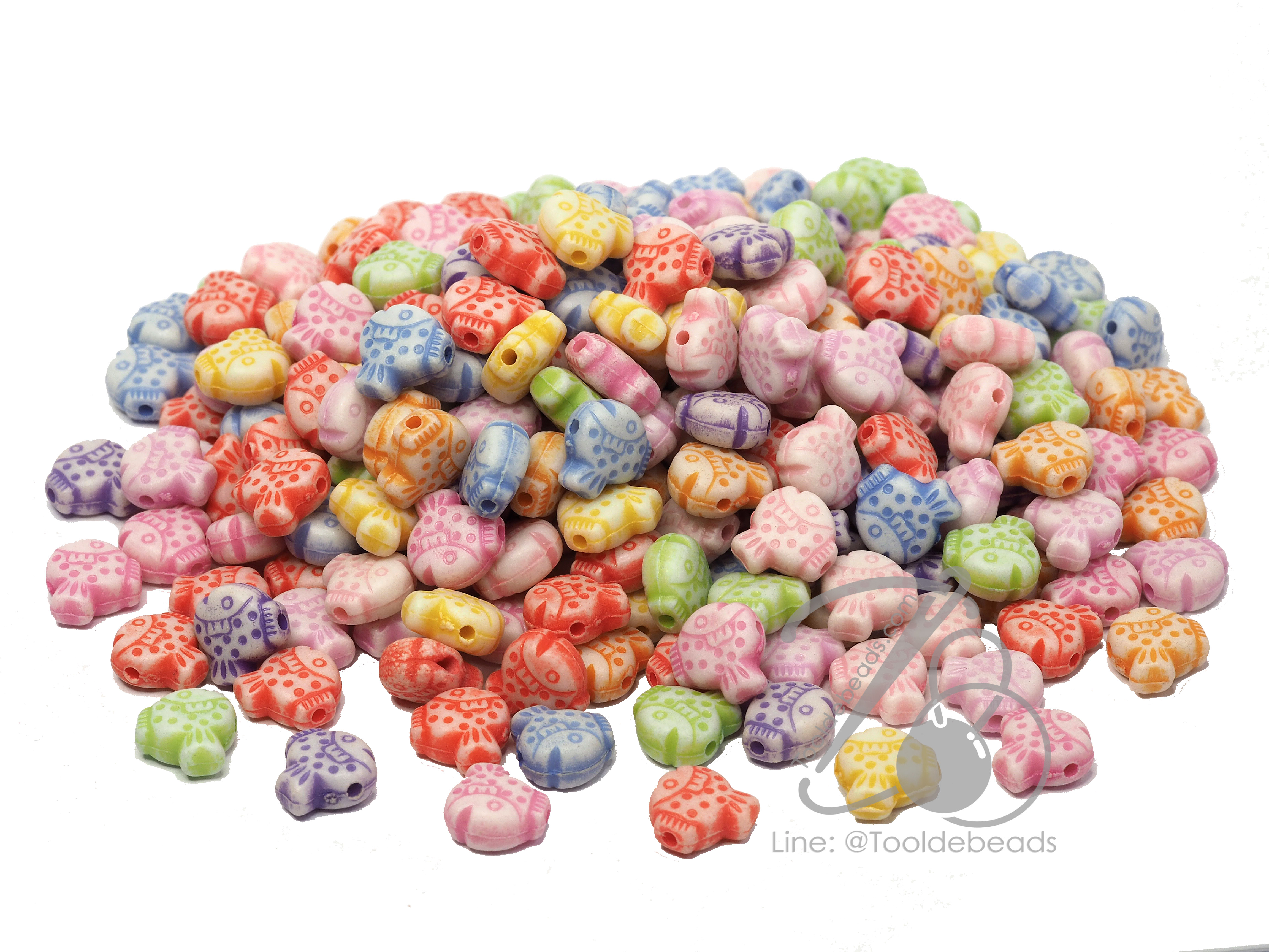 ลูกปัดแฟนซี 10มม. ลายปลาปักเป้า (500 กรัม) SKU-07532