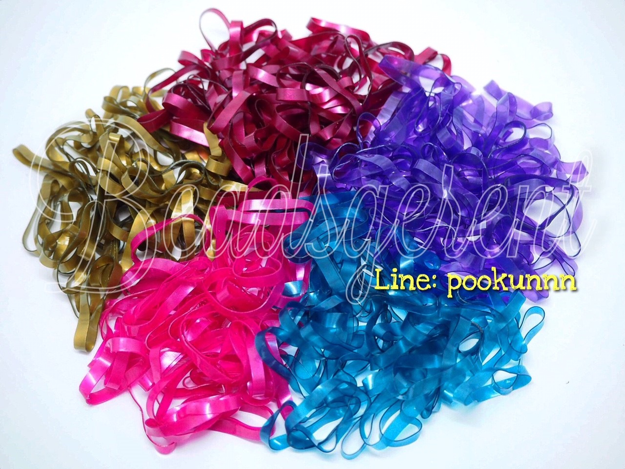 หนังยางรัดผม 3.5มม. สีผสม 22 เส้นใหญ่ (1 กิโลกรัม) SKU-05359