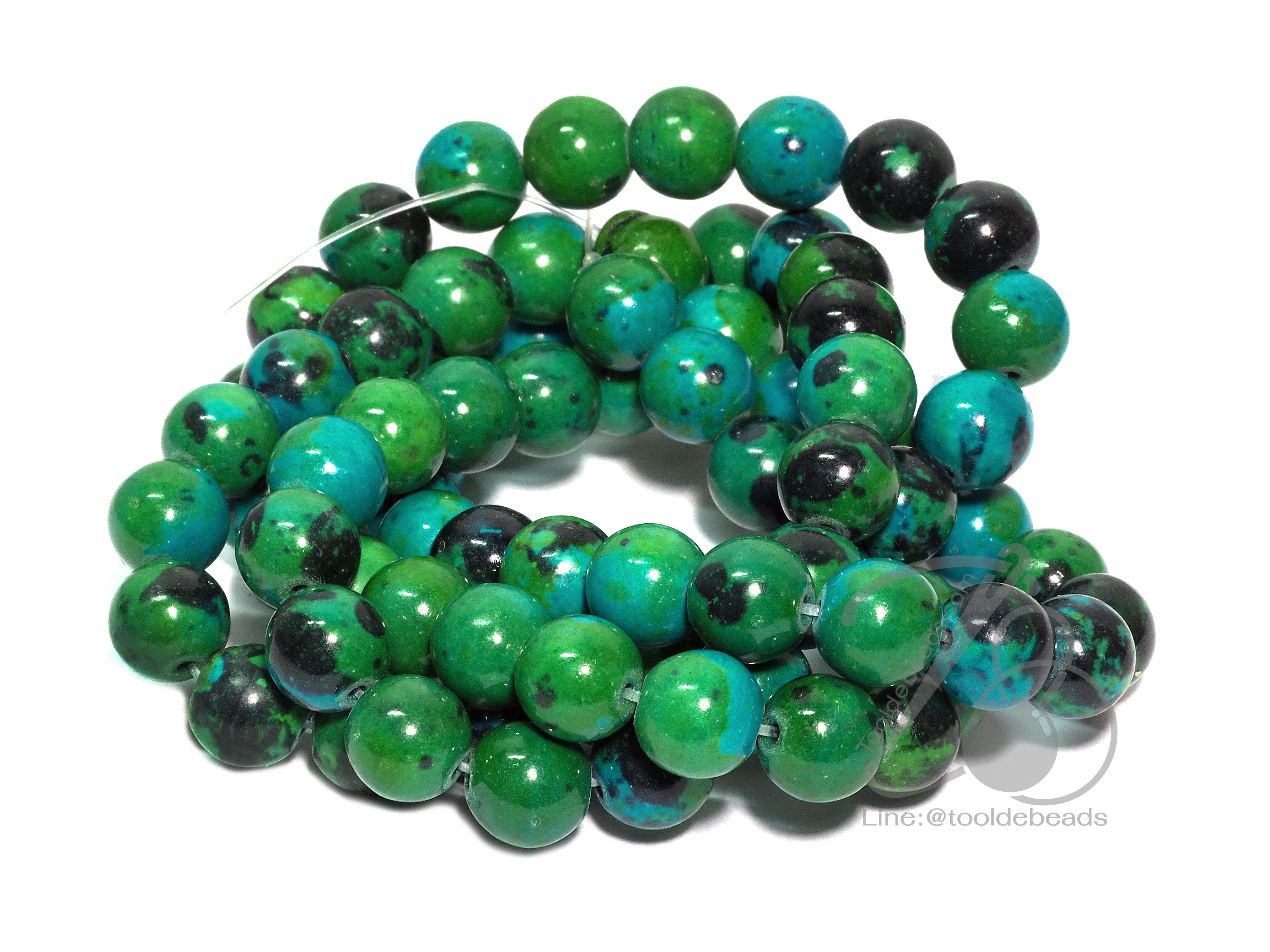 หิน Chrysocolla 10มม. (39 เม็ด) SKU-01024