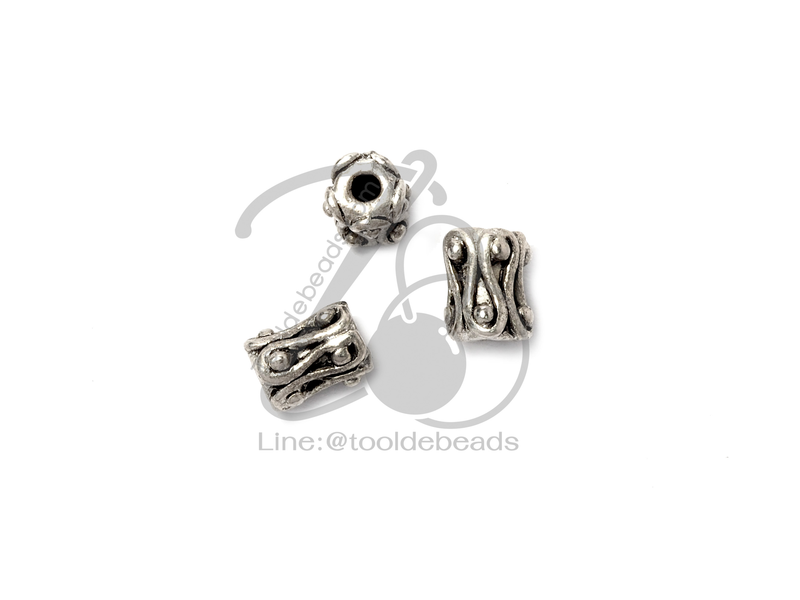 ลูกปัดโรเดียม 25 5*7มม. ลายท่อ (1 ชิ้น) SKU-03438