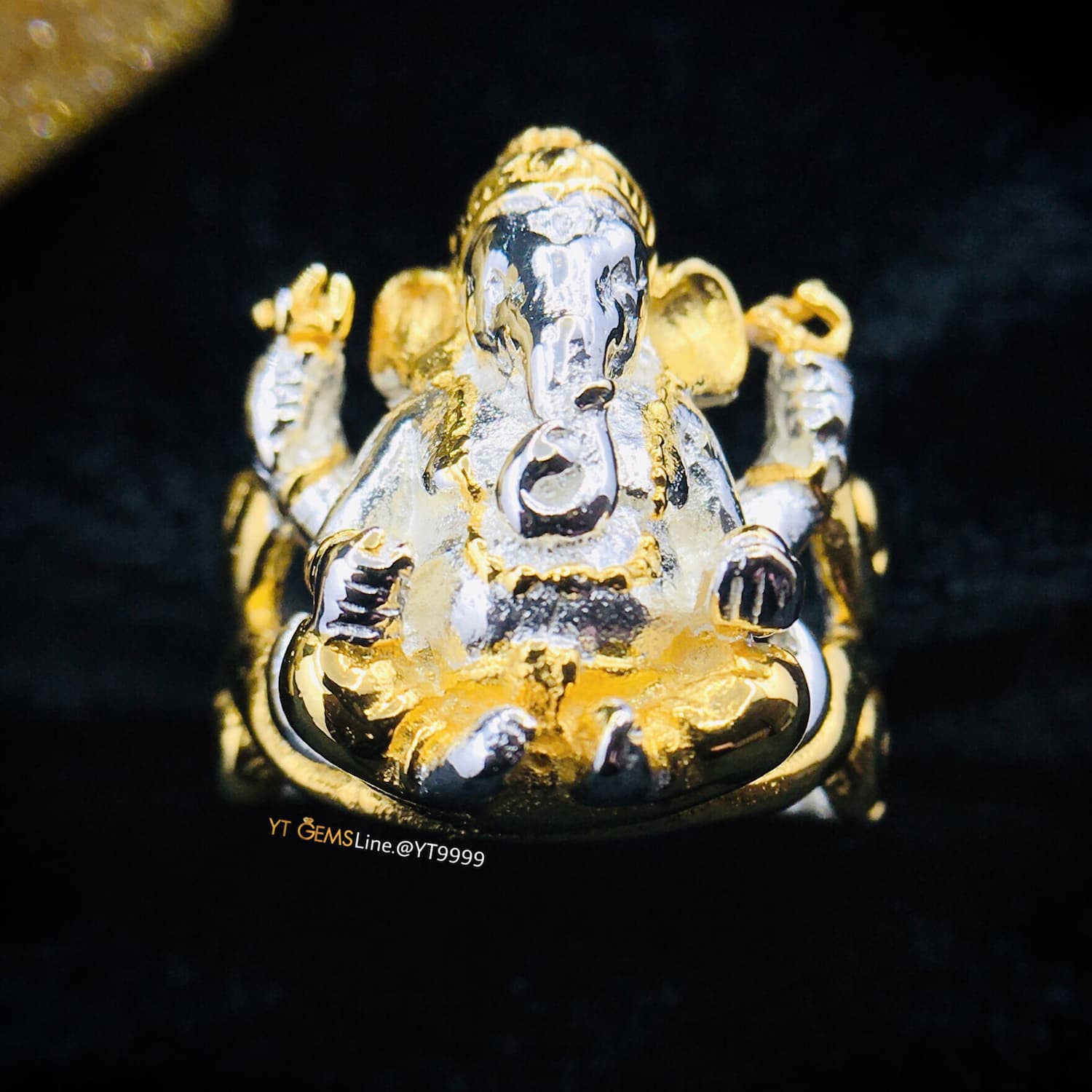 แหวนพระพิฆเนศ 2 กษัตริย์ แหวนเงินแท้ ชุบทอง+ทองคำขาว YTG-6306 YTGEMS