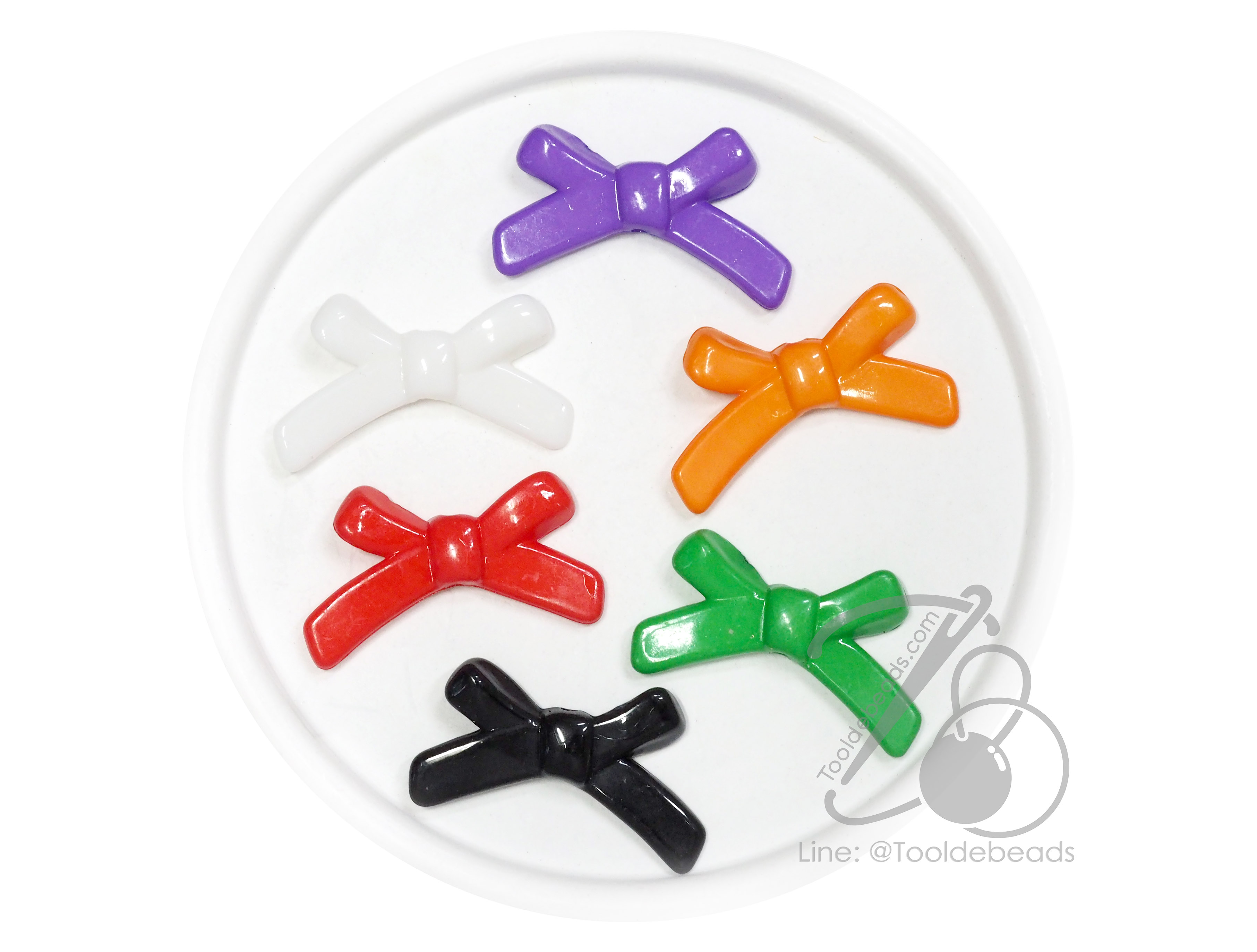 ลูกปัดอะคริลิค 30มม. ลายโบว์มีหาง สีสด (80 กรัม) SKU-16478