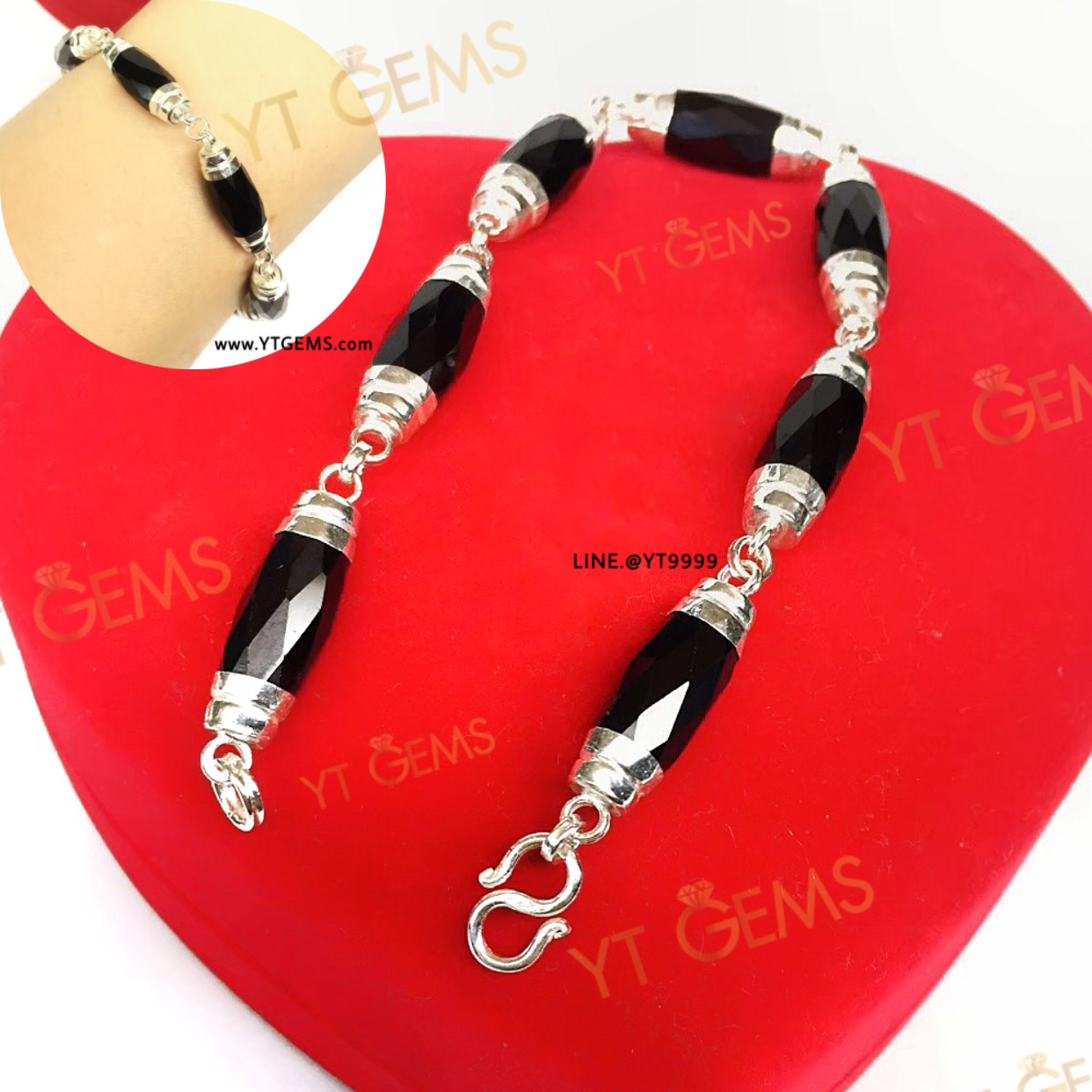 สร้อยข้อมือนิลแท้ สร้อยข้อมือเงินแท้ พลอยนิลแท้ 6 มม. YTG-11571 YTGEMS