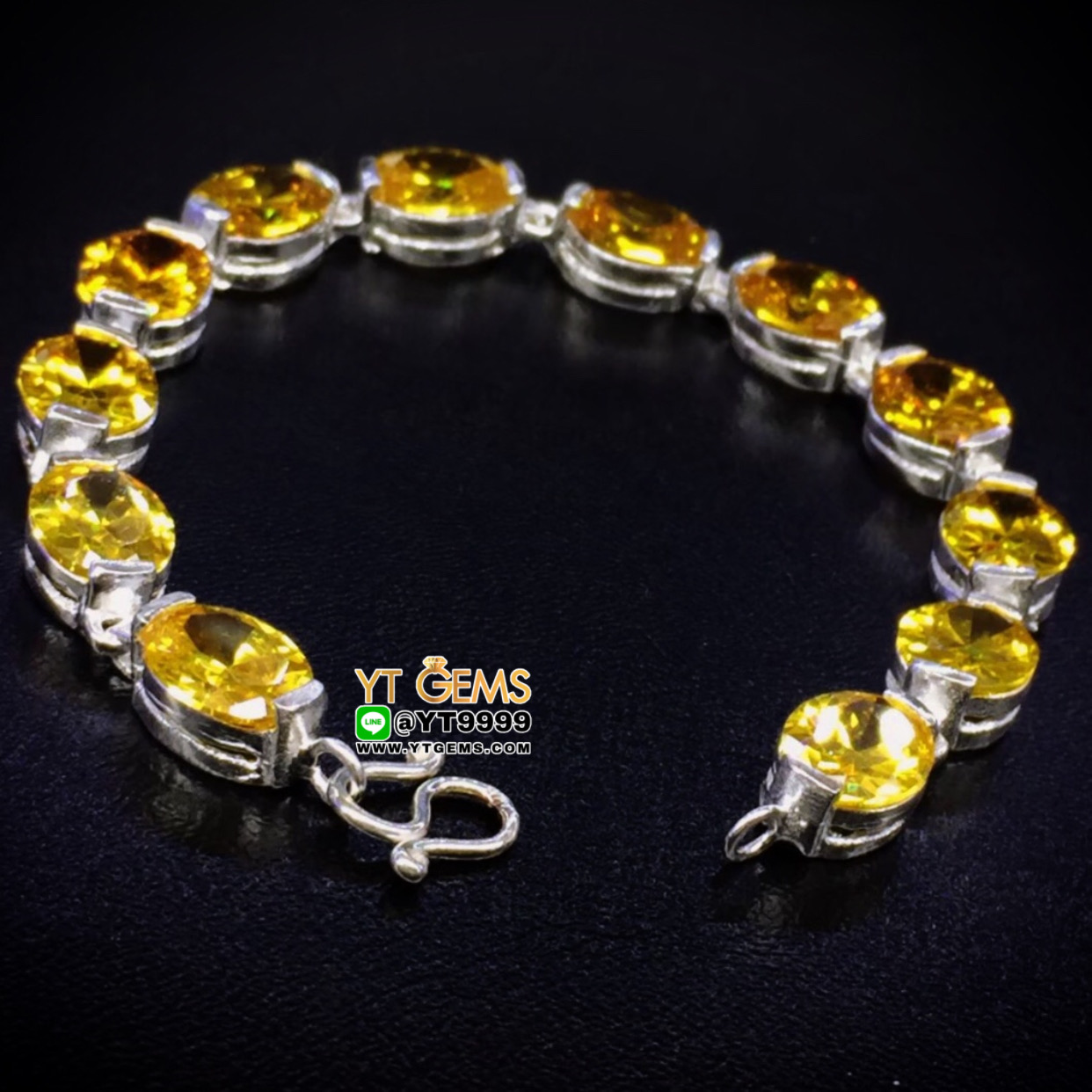 สร้อยข้อมือบุษราคัม สร้อยข้อมือเงินแท้ พลอยบุษราคัม (CZ) YTG-8662 YTGEMS