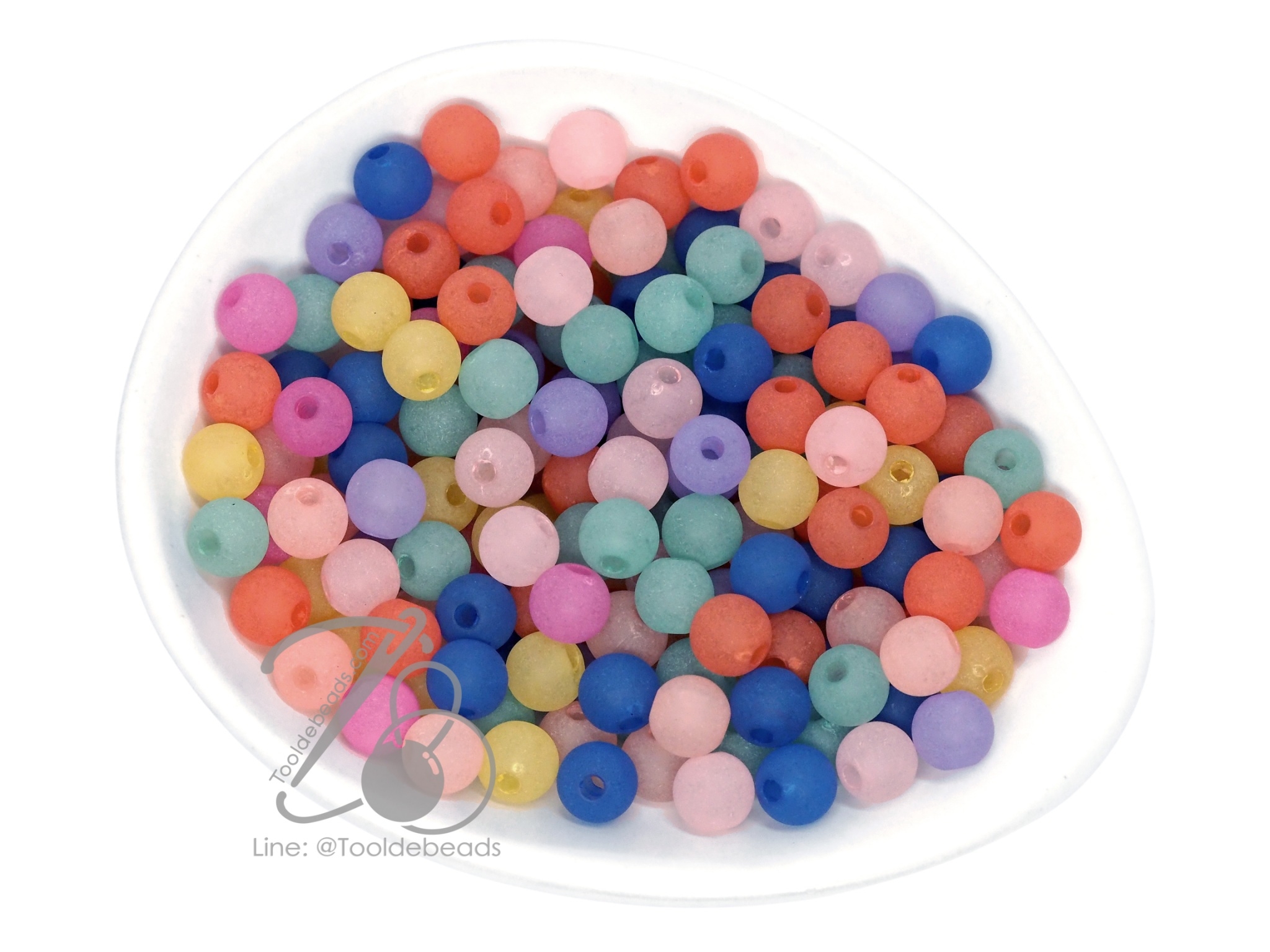 ลูกปัดเนื้อทราย 8มม. ทรงกลม สีสด (50 กรัม) SKU-11920