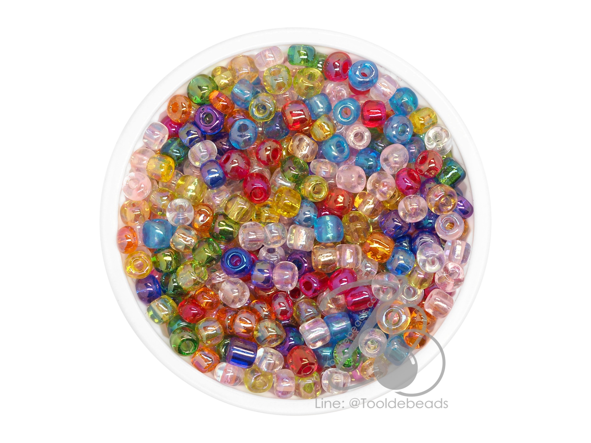 ลูกปัดเม็ดทราย 6/0 โทนรุ้ง คละสี (100 กรัม) SKU-08979