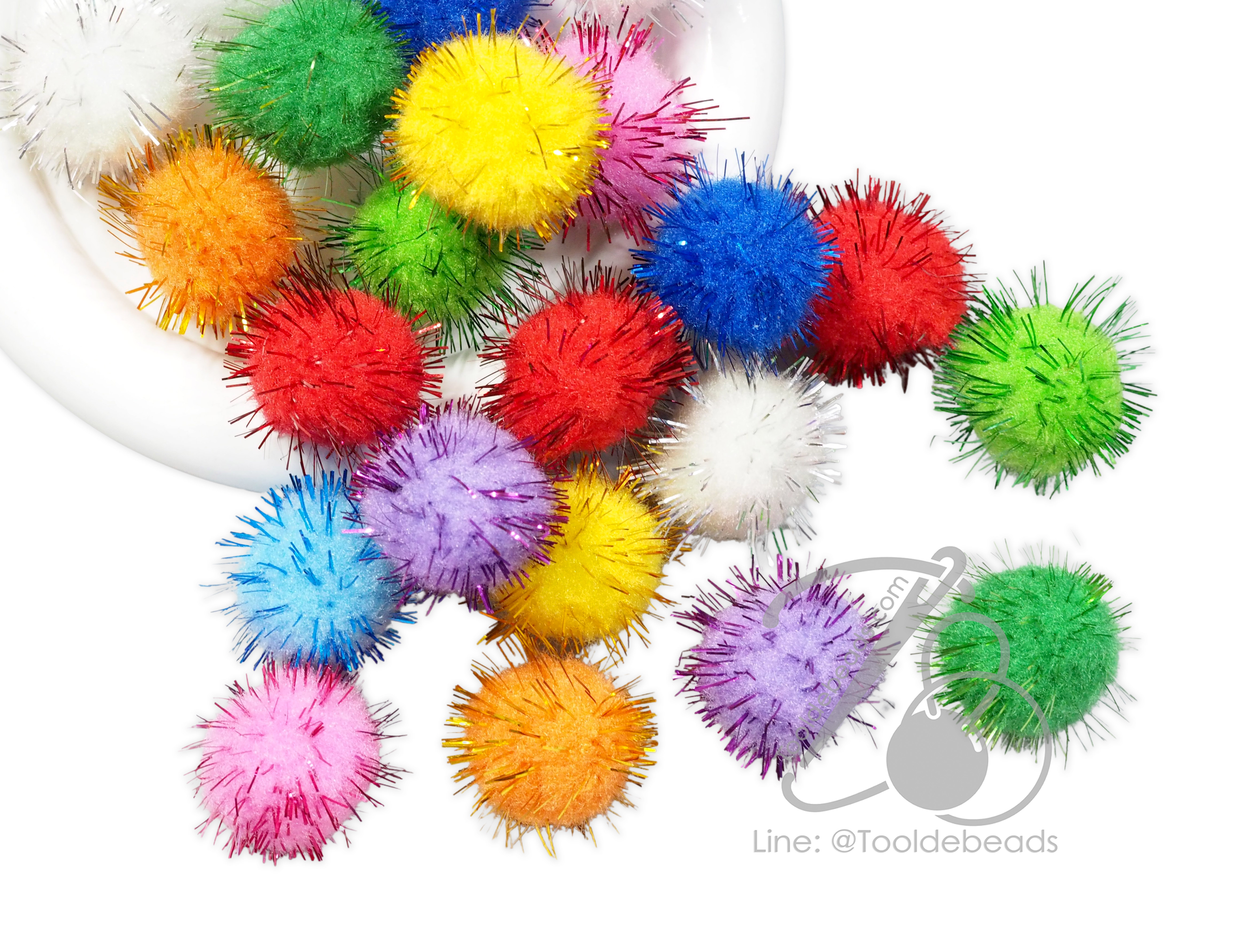 ปอมปอม 25มม. ขนวิ้ง คละสี (15 กรัม) SKU-16925