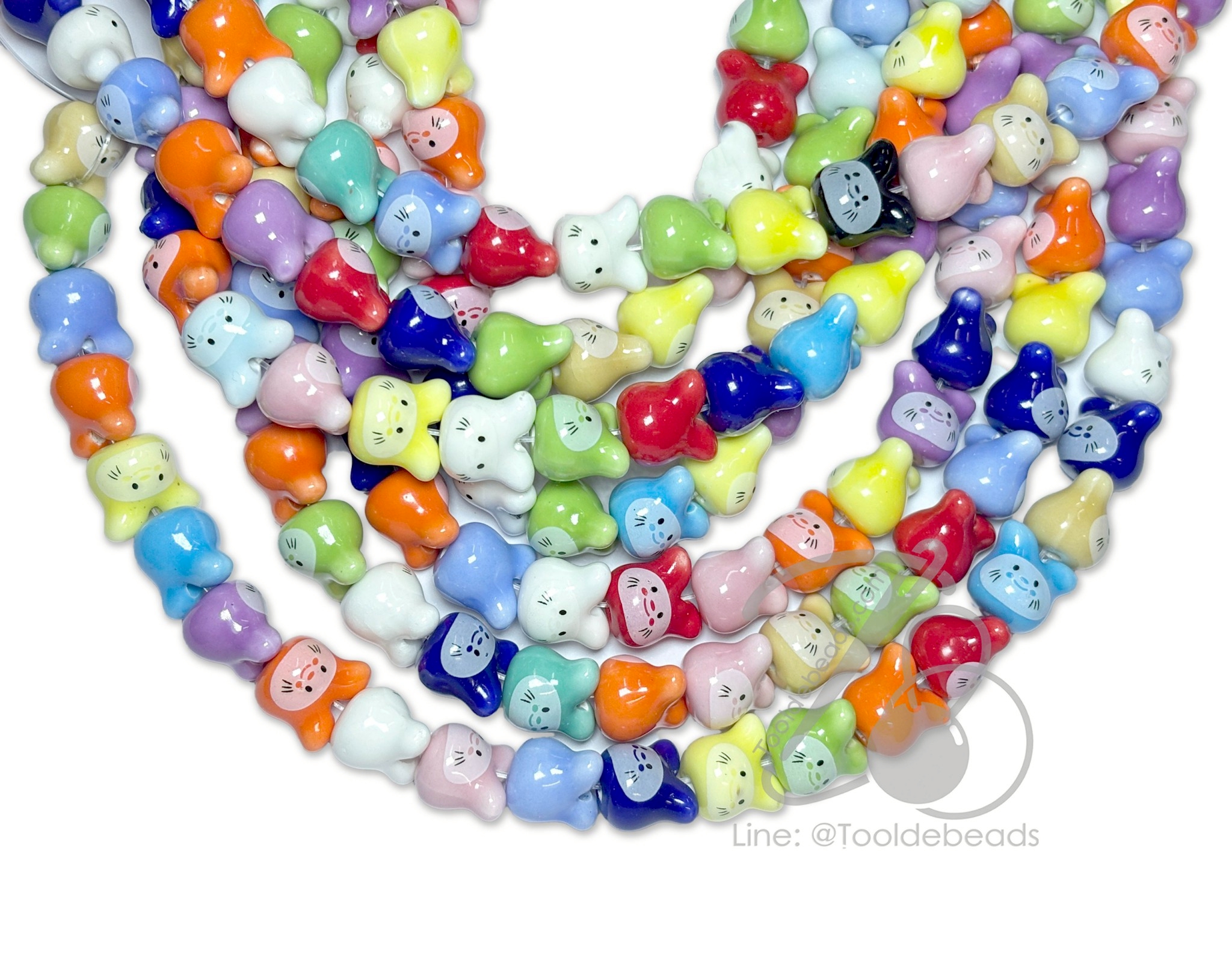 ลูกปัดเซรามิก 12*11มม. ลายกระต่าย คละสี (30 ชิ้น) SKU-18506