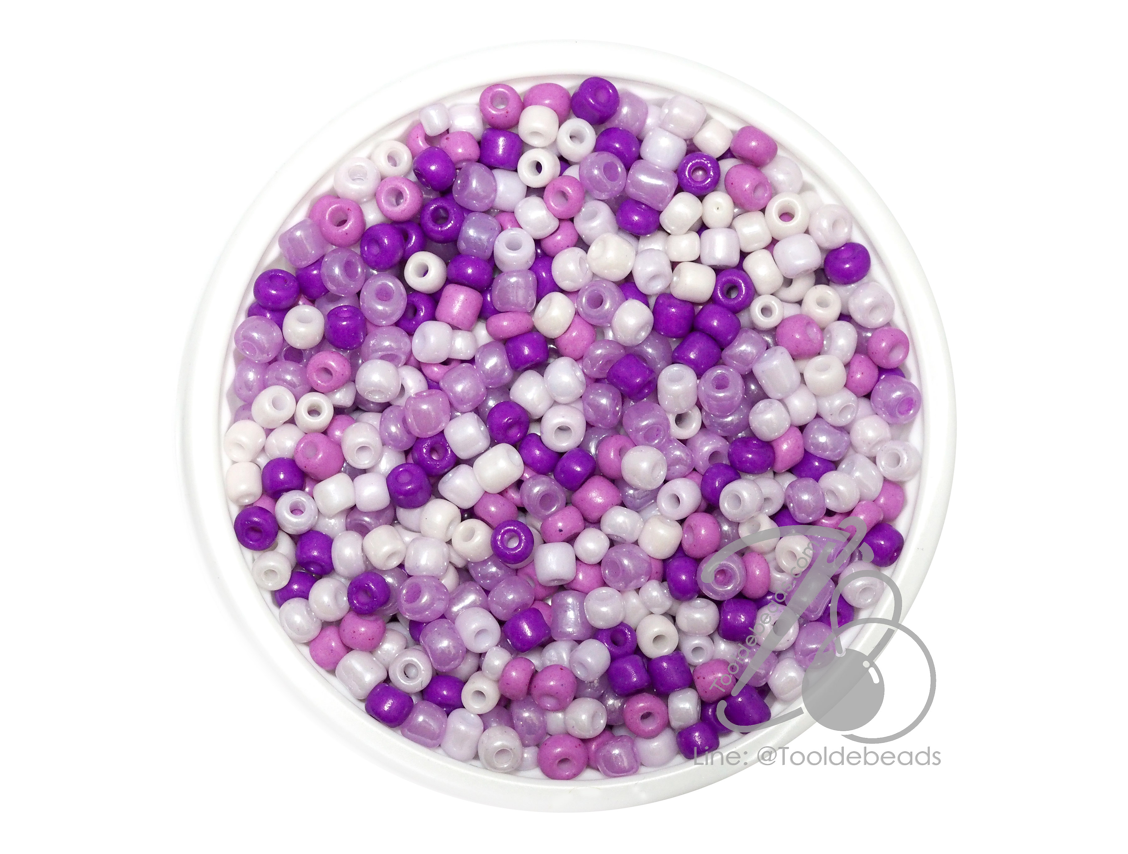 OK Brand ลูกปัดเม็ดทราย 8/0 โทนด้าน คละสีม่วง (450 กรัม) SKU-14319