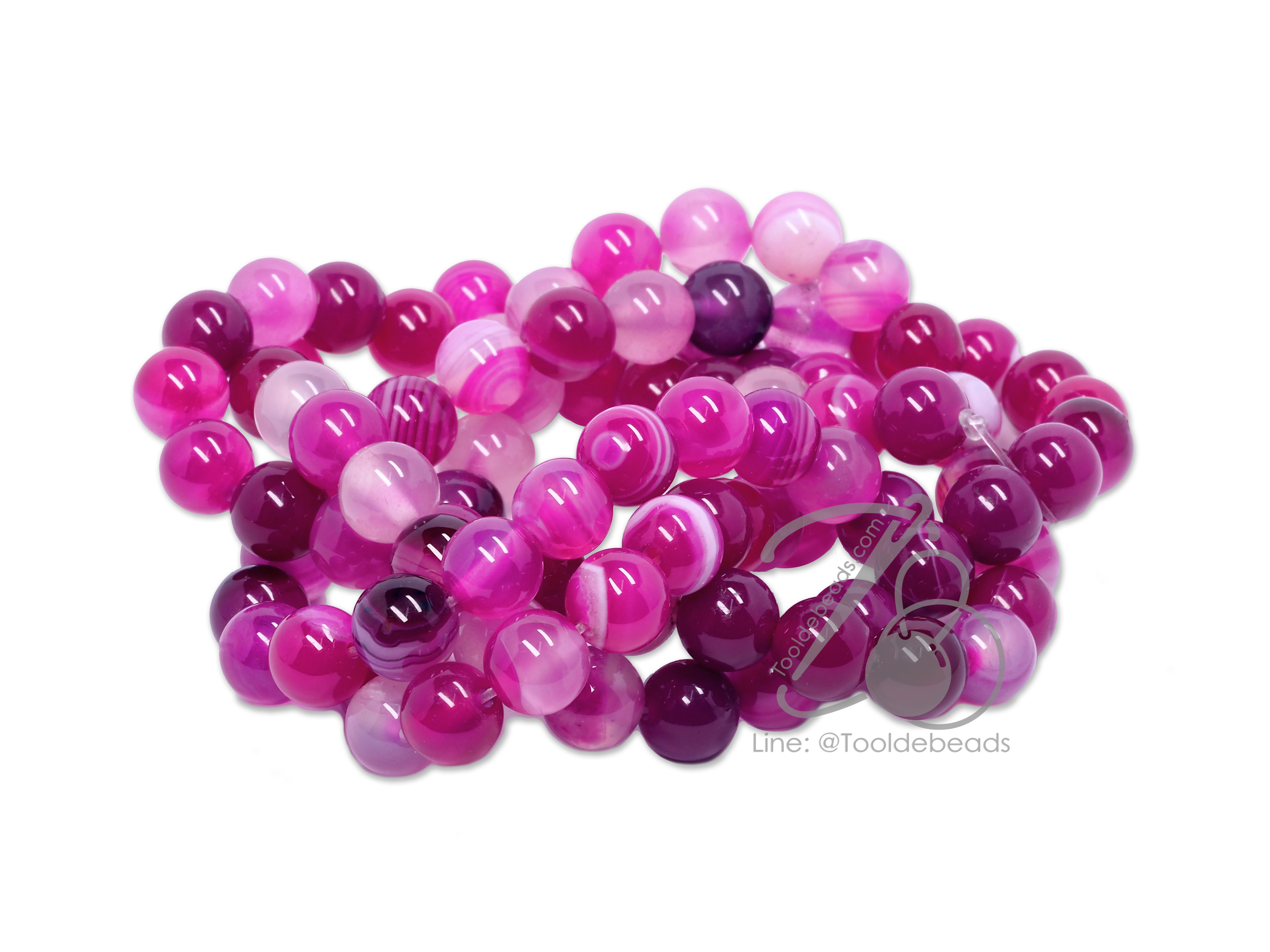 หิน Pink Agate 8มม. (47 เม็ด) SKU-01256