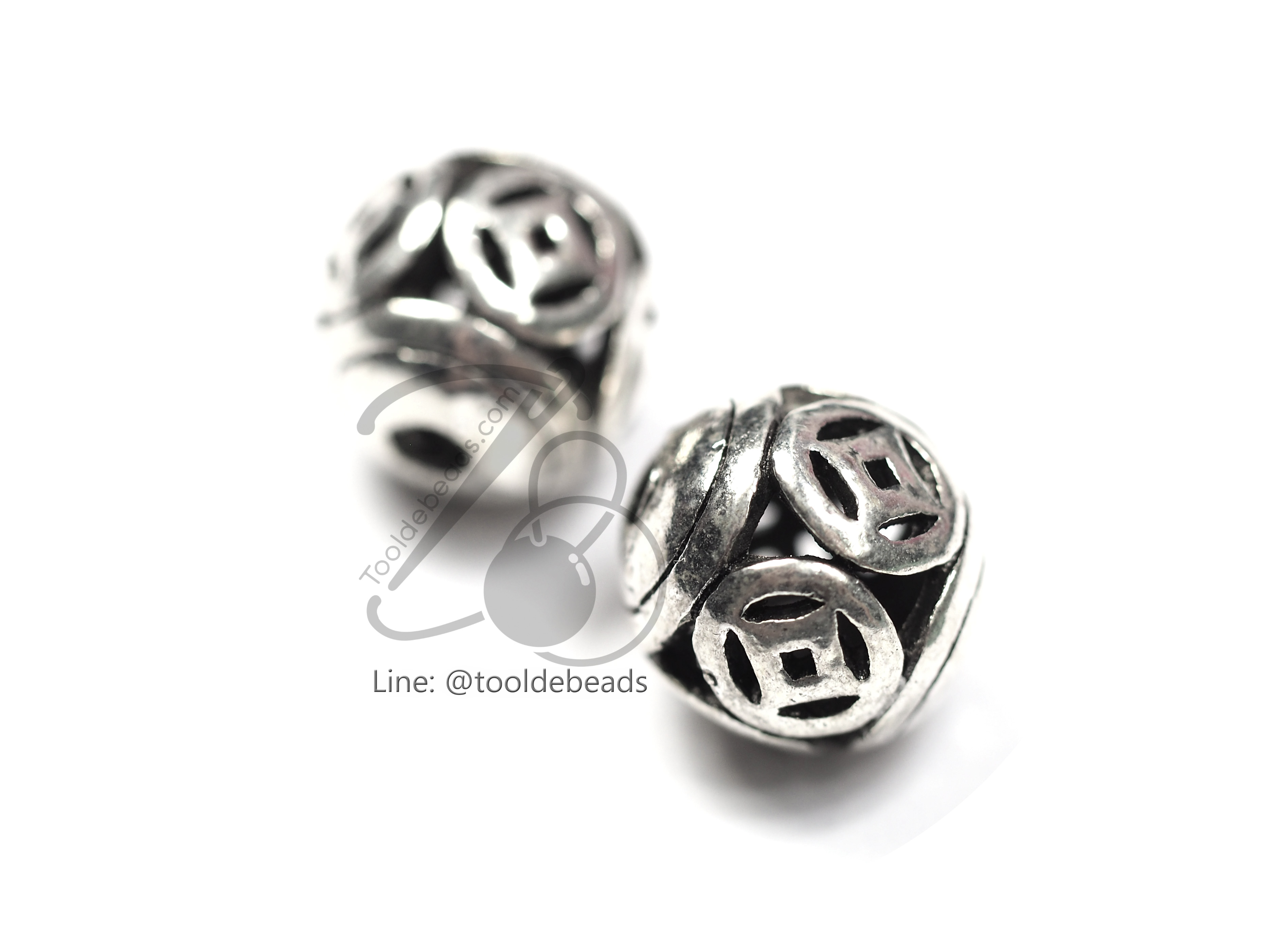 ลูกปัดโรเดียม 164 8มม. ลายกลมฉลุ (1 ชิ้น) SKU-03396
