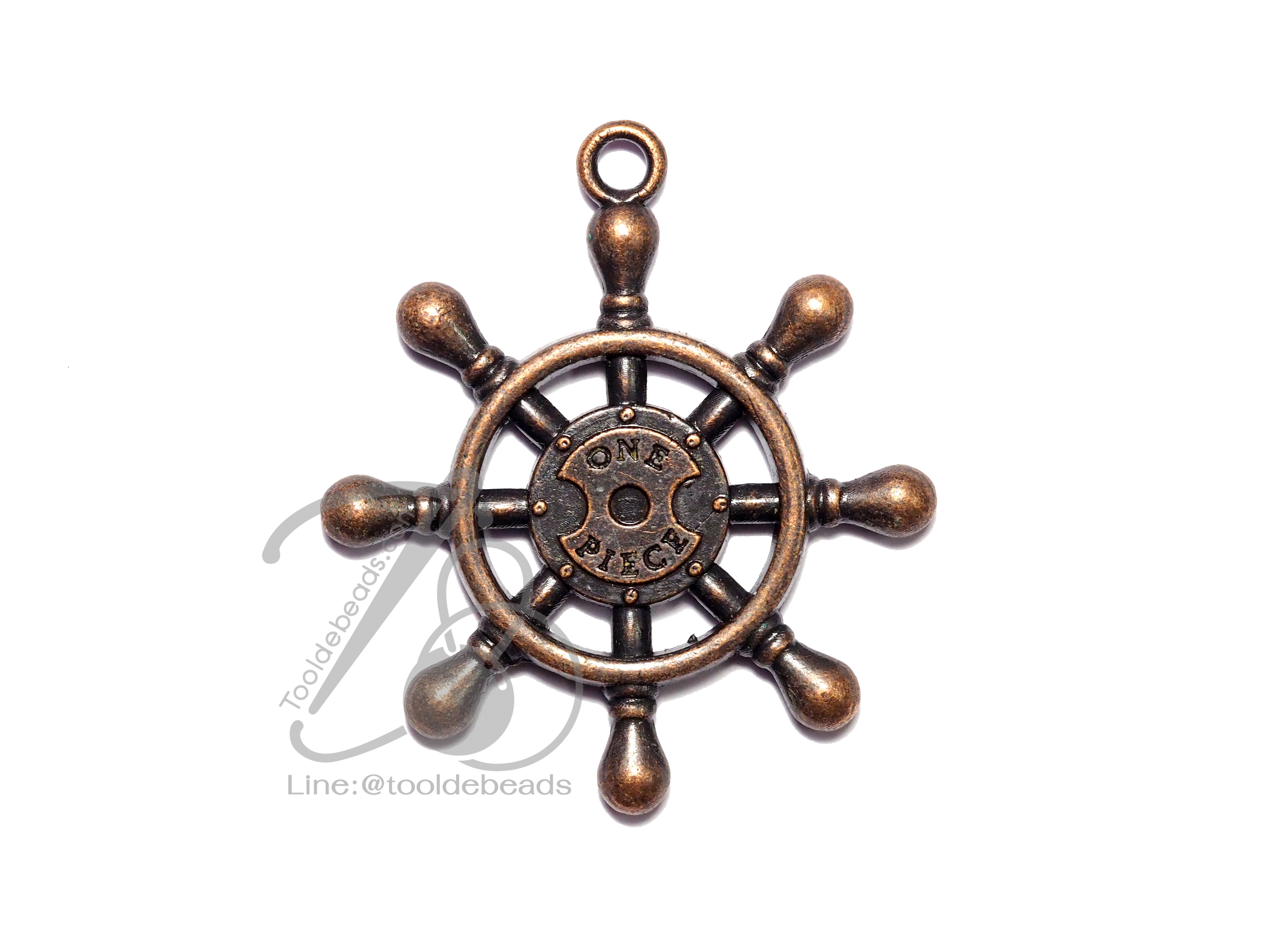 จี้เหล็ก 27 35มม. ลายสมอone piece สีสนิมแดง (1 ชิ้น) SKU-00734