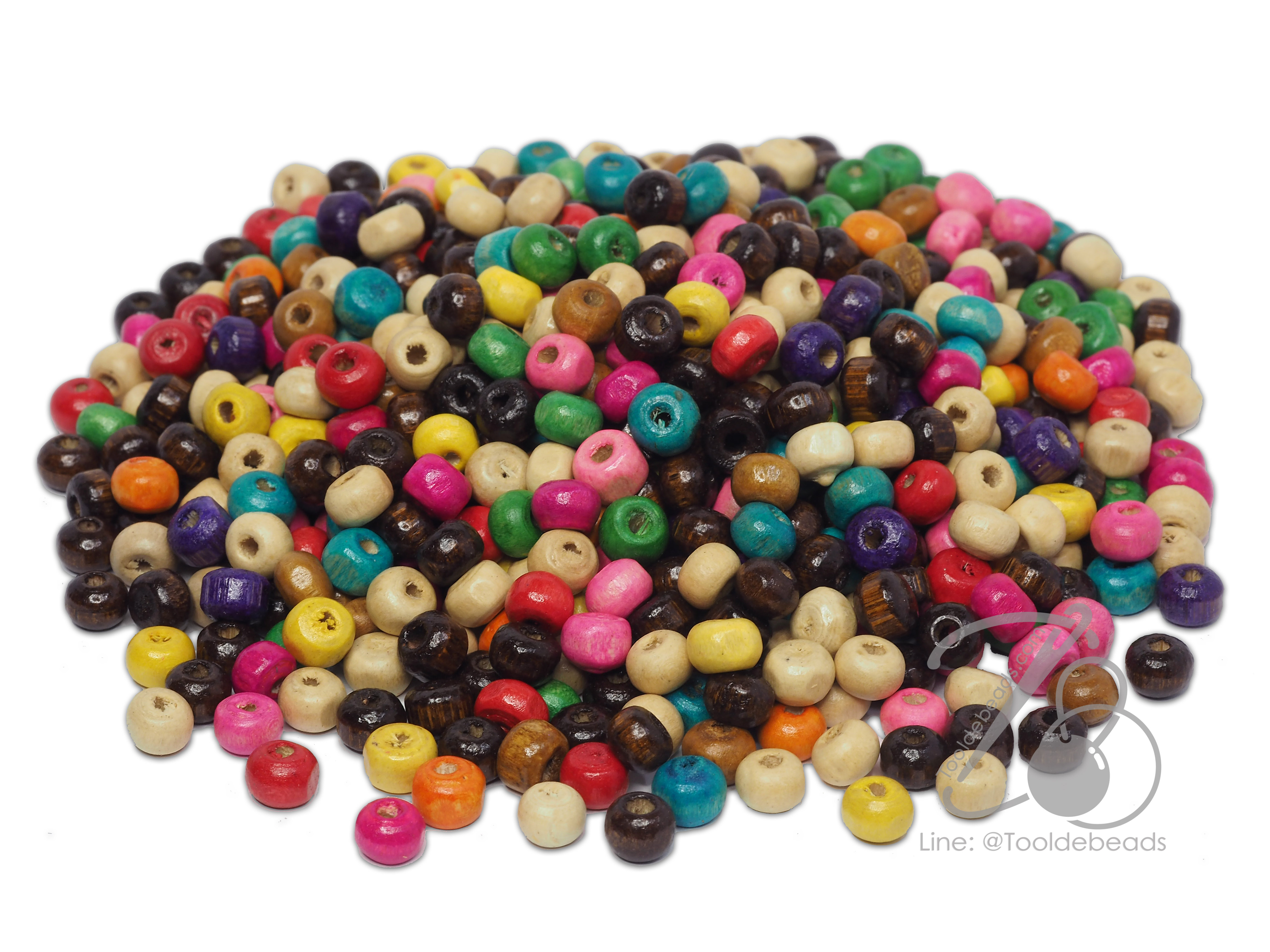 ลูกปัดไม้ 6มม. ทรงกลม (10 กรัม) SKU-07222