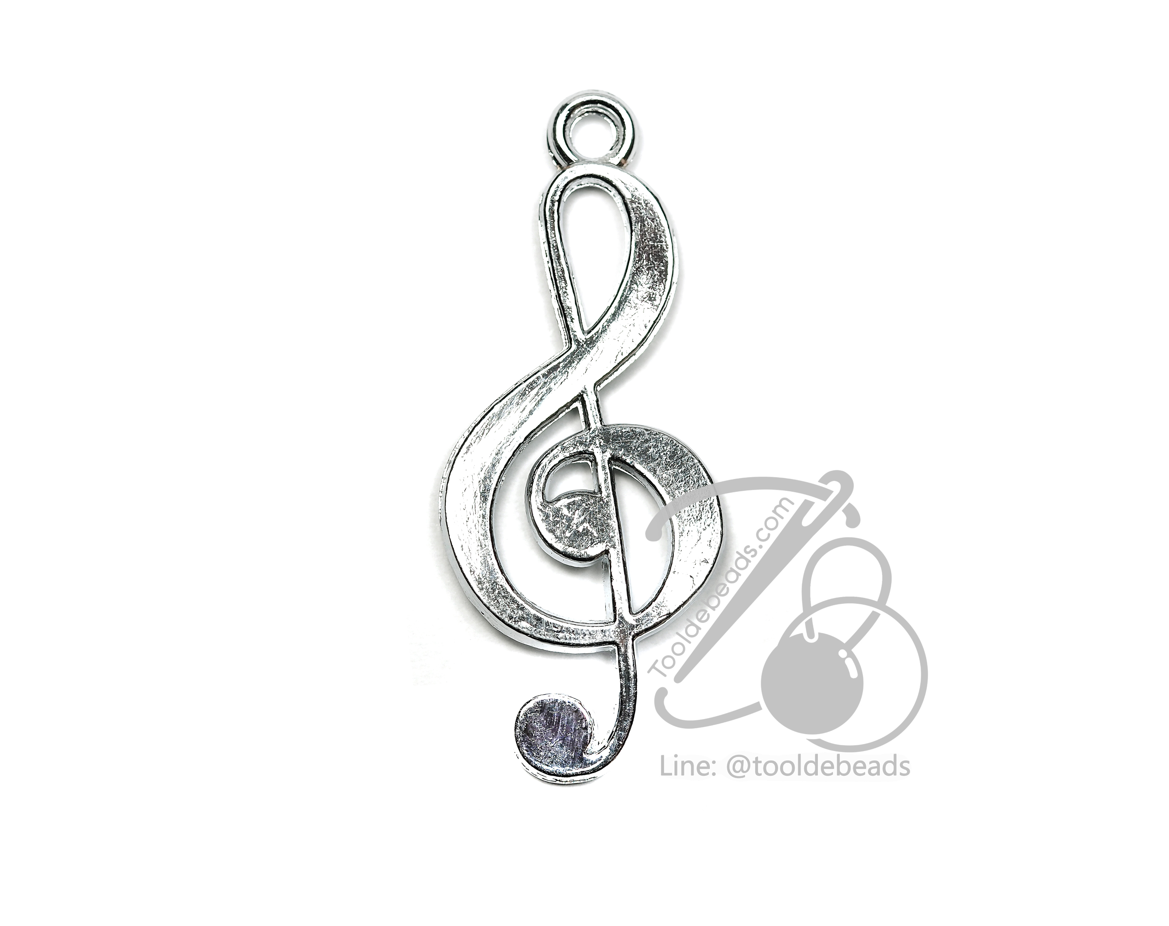 จี้เหล็ก 120 35มม. ลายกุญแจซอลเกลี้ยง สีเงิน (1 ชิ้น) SKU-00441