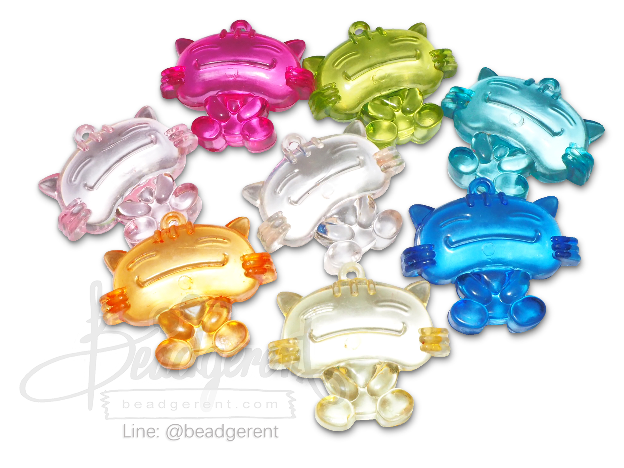 จี้อะคริลิค 30มม. ลายแมว คละสีใส (15 กรัม) SKU-04462