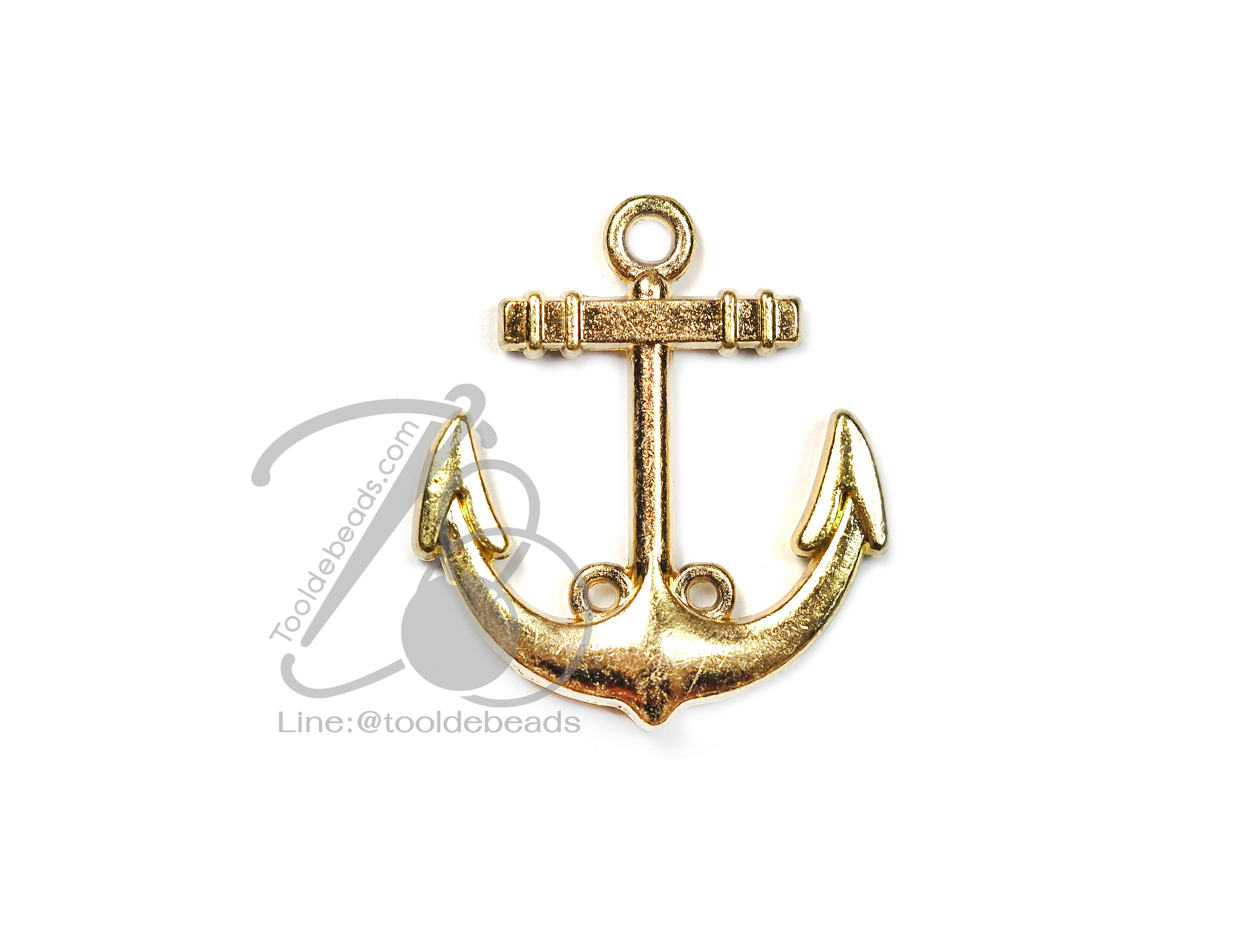 จี้เหล็ก 11 28มม. ลายสมอเรือ สีทอง (1 ชิ้น) SKU-00403