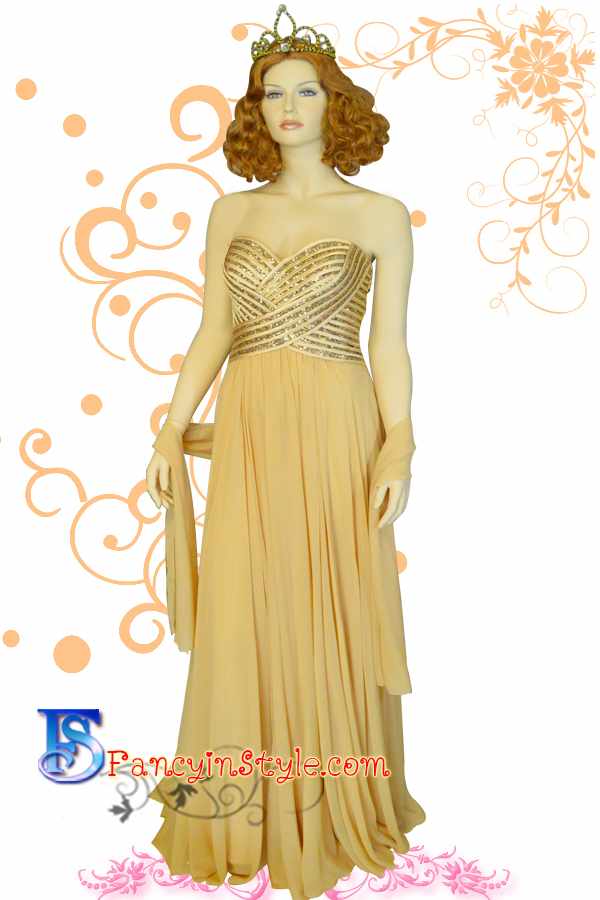 Long Dress ชุดราตรียาวสีน้ำตาลทอง/ชุดเดรสยาว/ชุดออกงาน/ชุดไปงานแต่ง