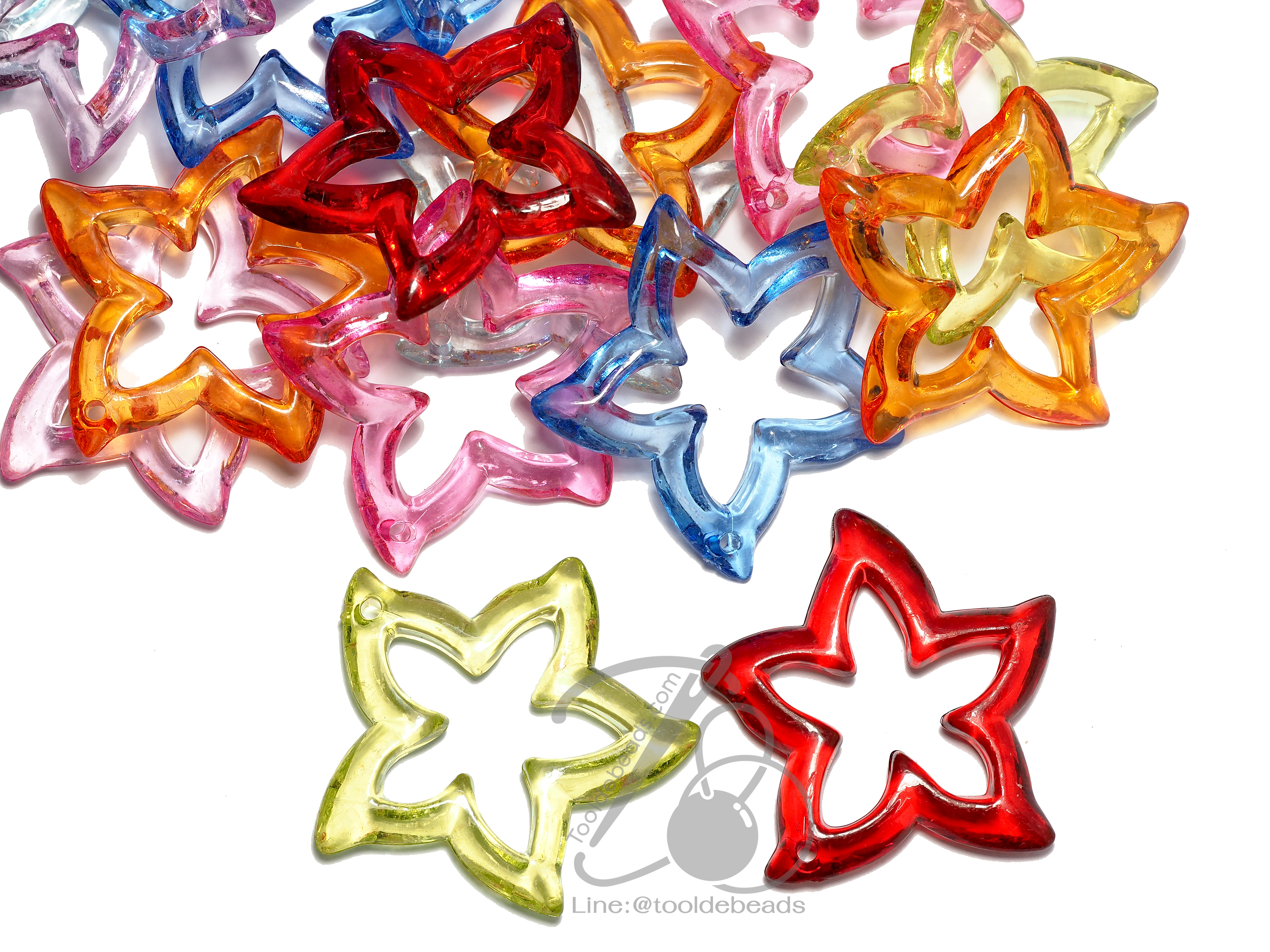 ลูกปัดสีใส ลายดาวรูกลาง (500 กรัม) SKU-04538