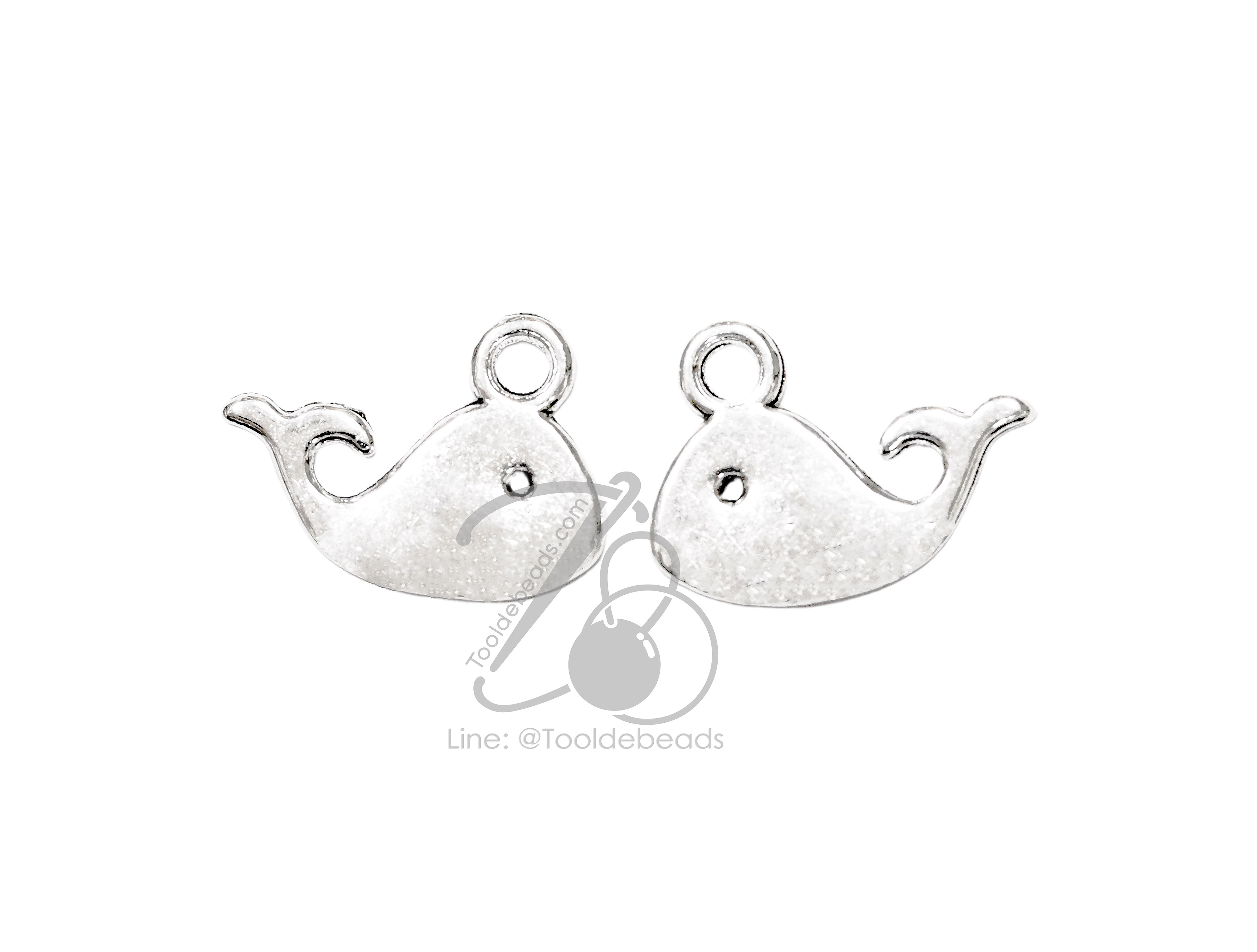 ลูกปัดโรเดียม 185 15มม. ลายปลาโลมา สีเงิน (10 กรัม) SKU-16154