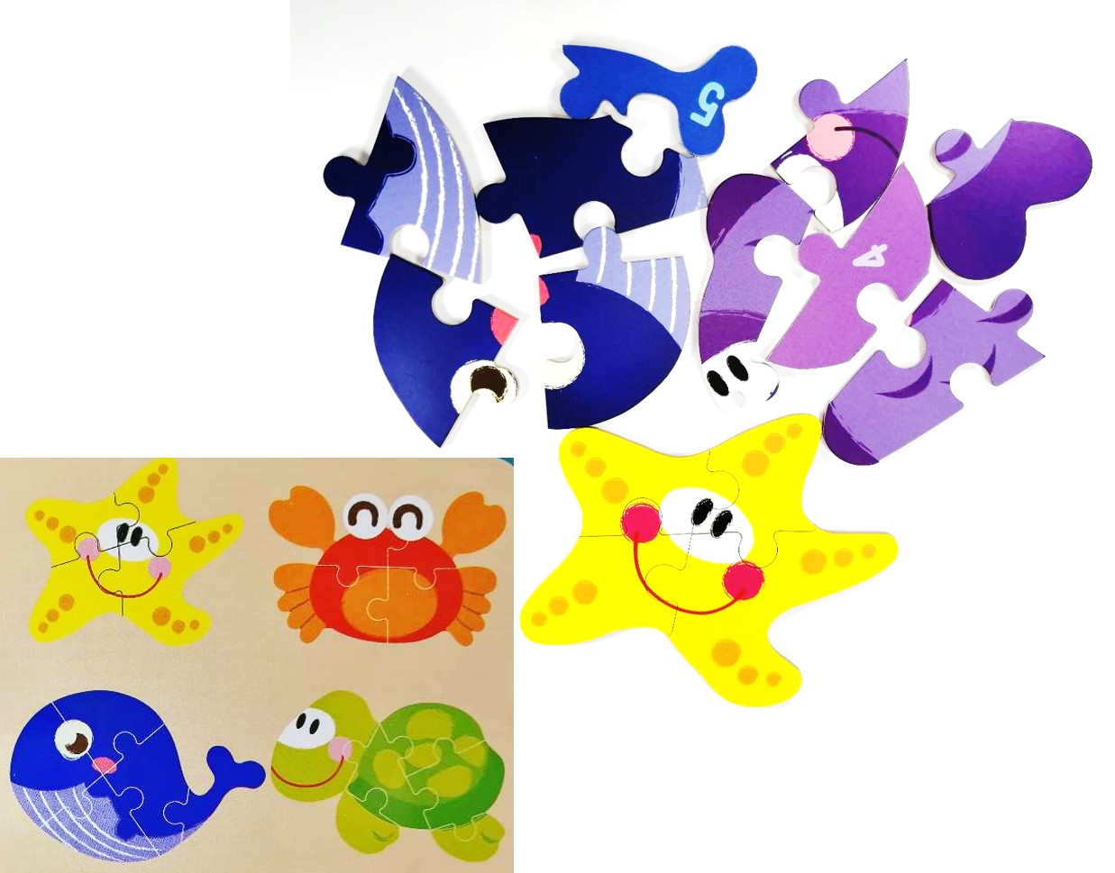 จิ๊กซอว์ไม้พร้อมส่ง หลากหลายแบบ สีสันสดใสแบบเล่นได้แบบ 6 IN 1