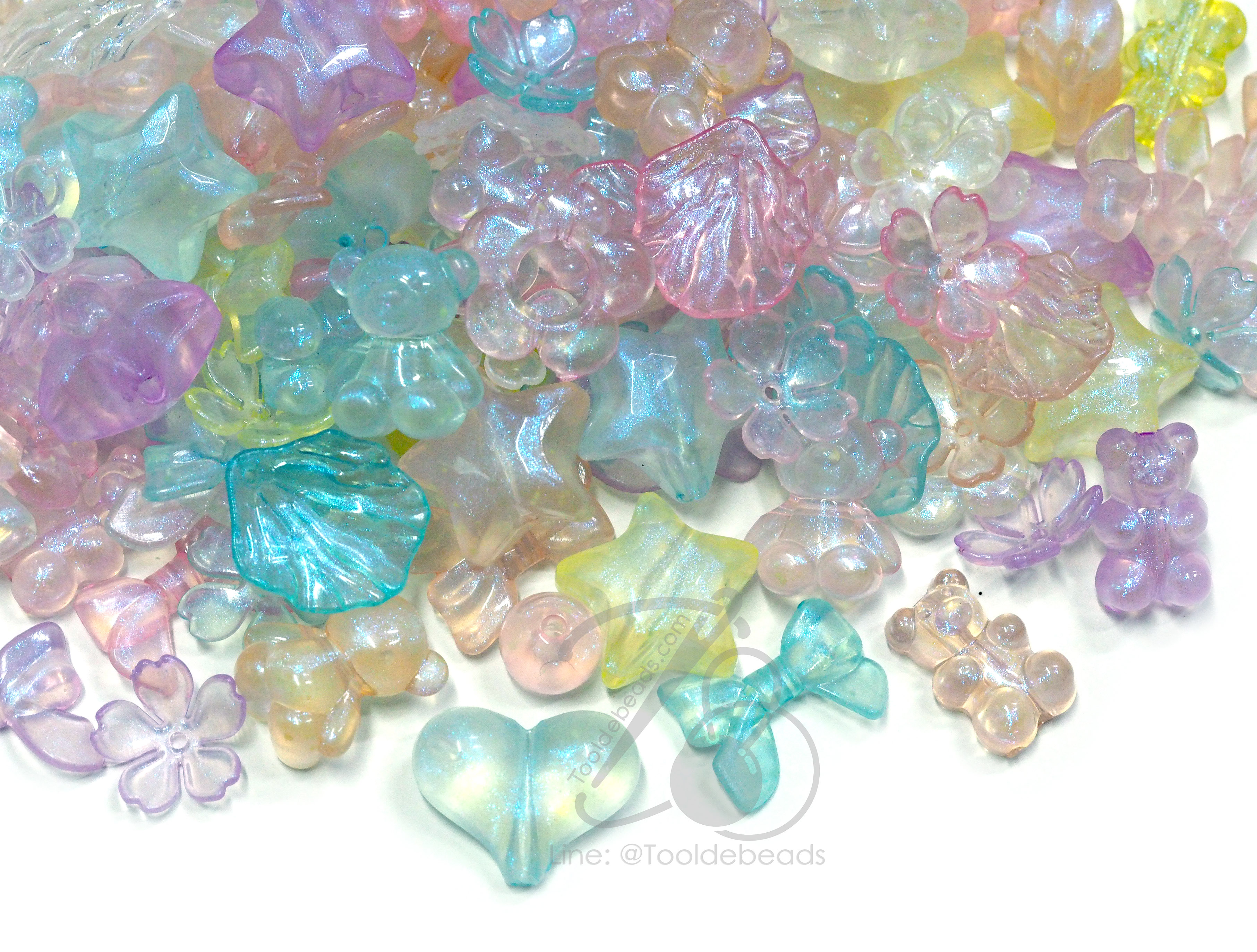 ลูกปัดอะคริลิค 6-20มม. คละลาย คละสีเมอร์เมด (80 กรัม) SKU-15609