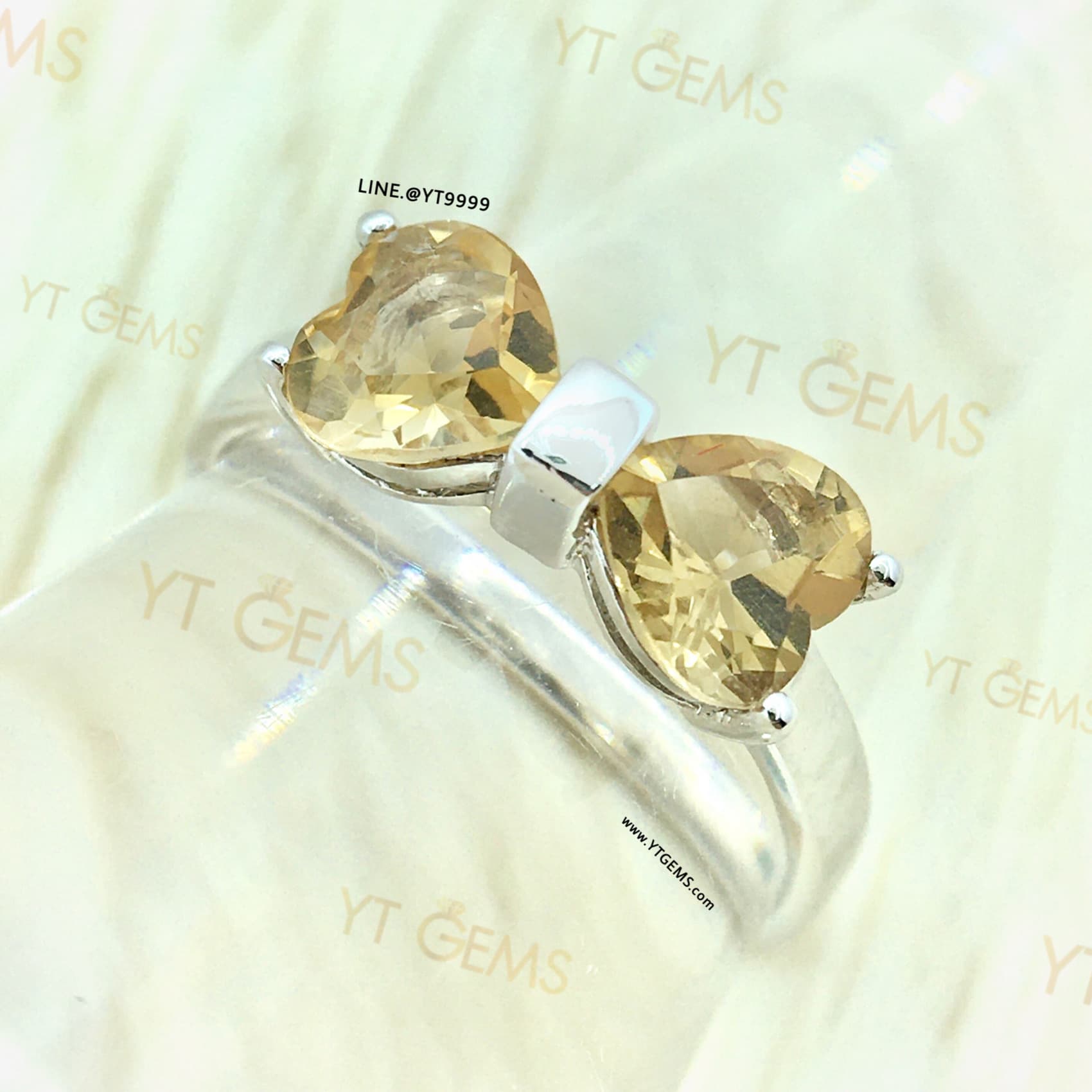แหวนซิทริน แหวนเงินแท้ ชุบทองคำขาว พลอยซิทรินแท้ YTG-8160 YTGEMS