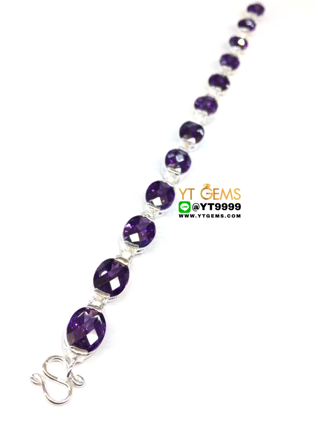 สร้อยข้อมืออเมทิสต์ สร้อยข้อมือเงินแท้ 92.5% ประดับ พลอยอเมทิสต์ (cz) YTG-8666 YTGEMS
