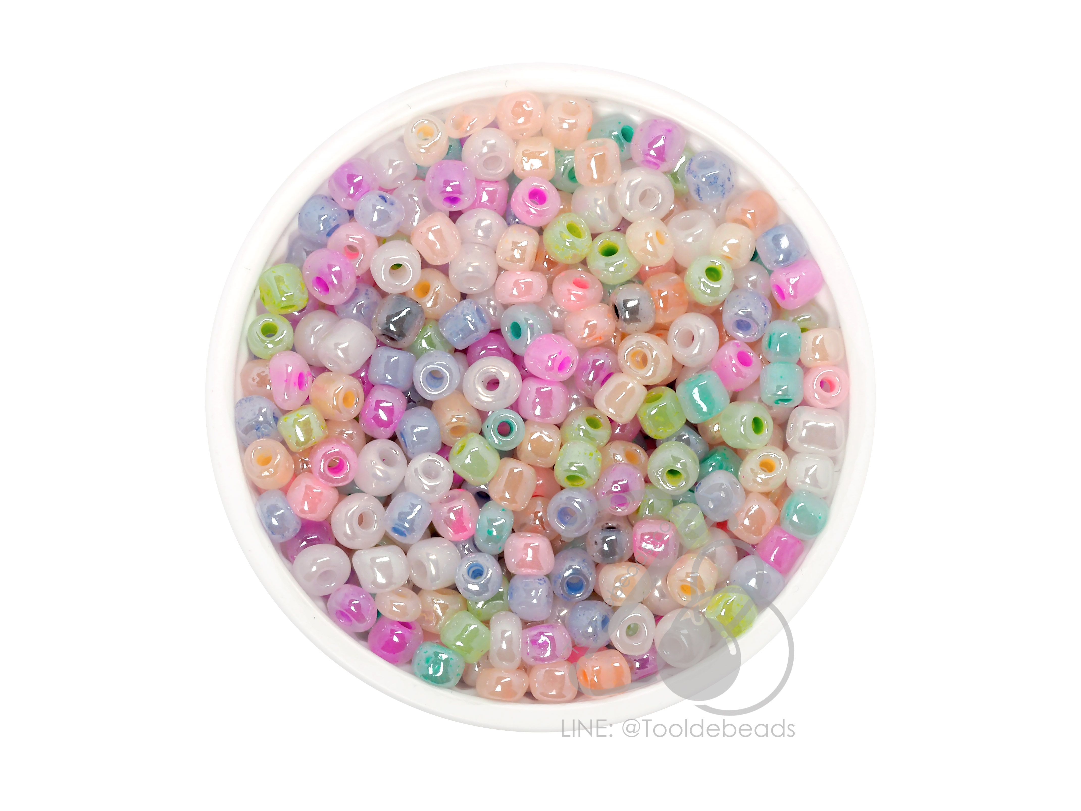 ลูกปัดเม็ดทราย 6/0 โทนมุก คละสี (450 กรัม) SKU-08290