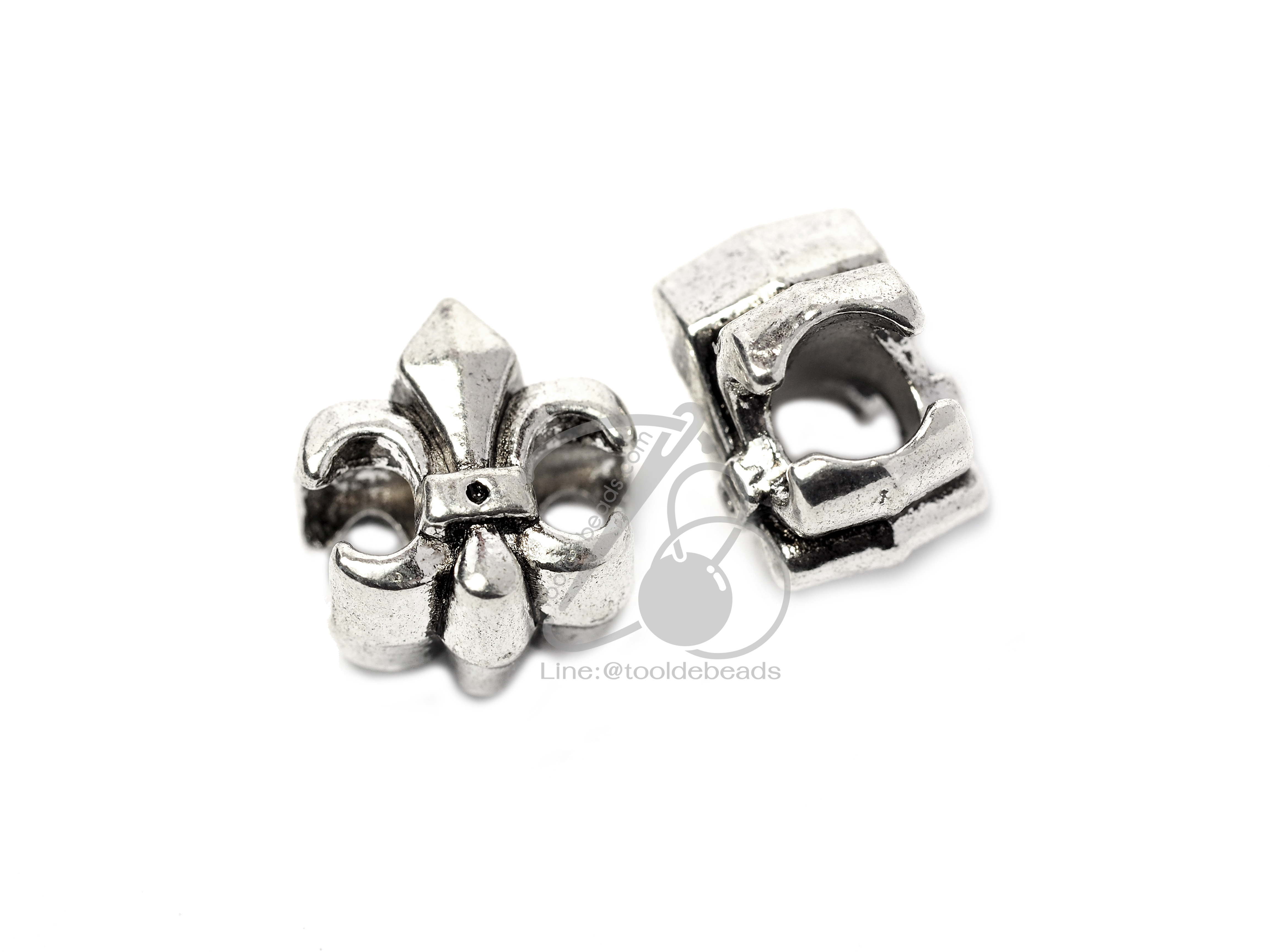 ลูกปัดโรเดียม 47 10มม. ลายดอกลิส (1 ชิ้น) SKU-03470