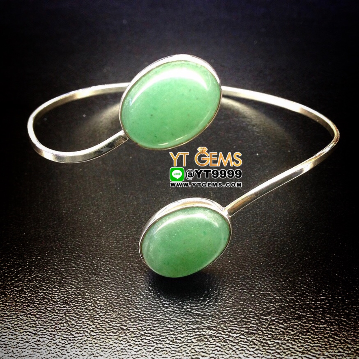 กำไลหยก กำไลเงินแท้ 92.5% ประดับ หยก (cz) YTG-9694 YTGEMS