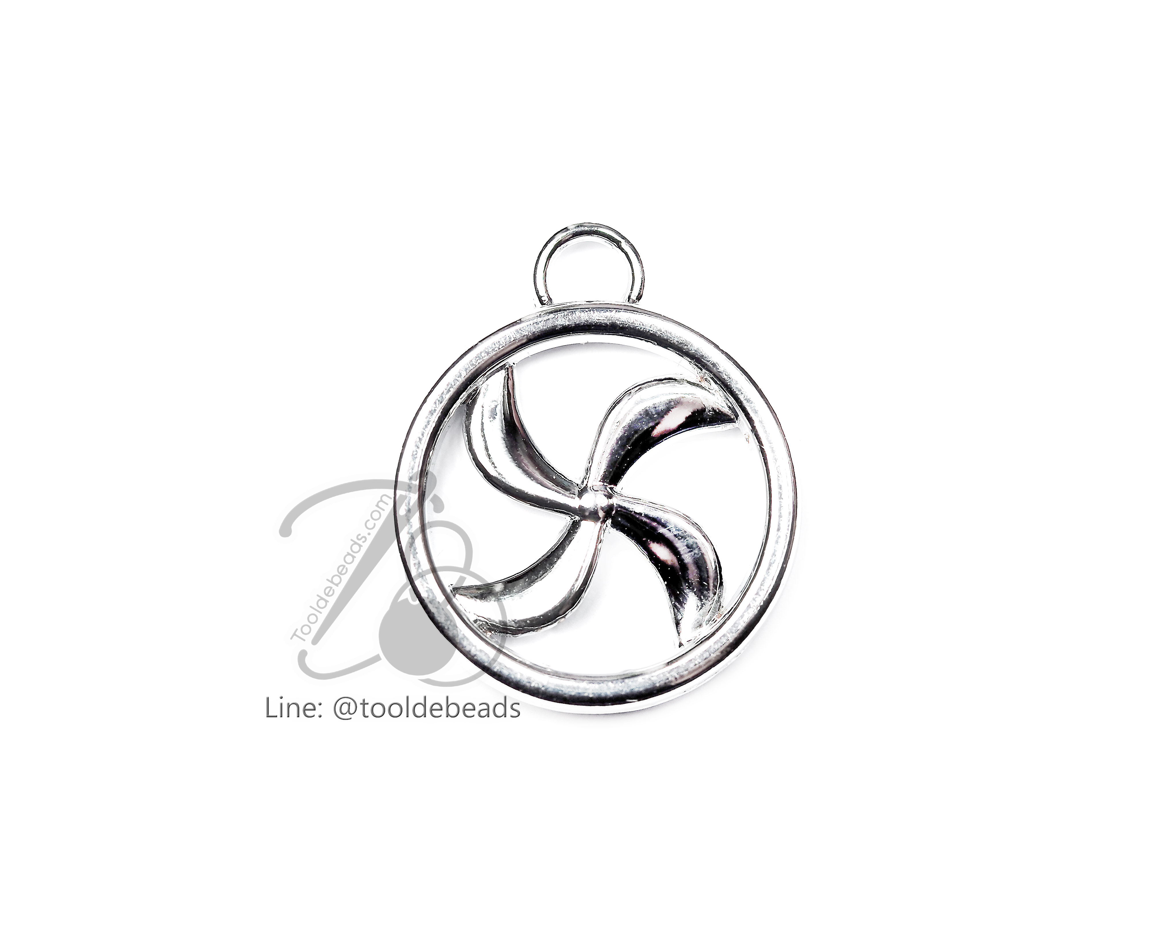 จี้เหล็ก 98 21มม. ลายกังหัน สีเงิน (1 ชิ้น) SKU-00946